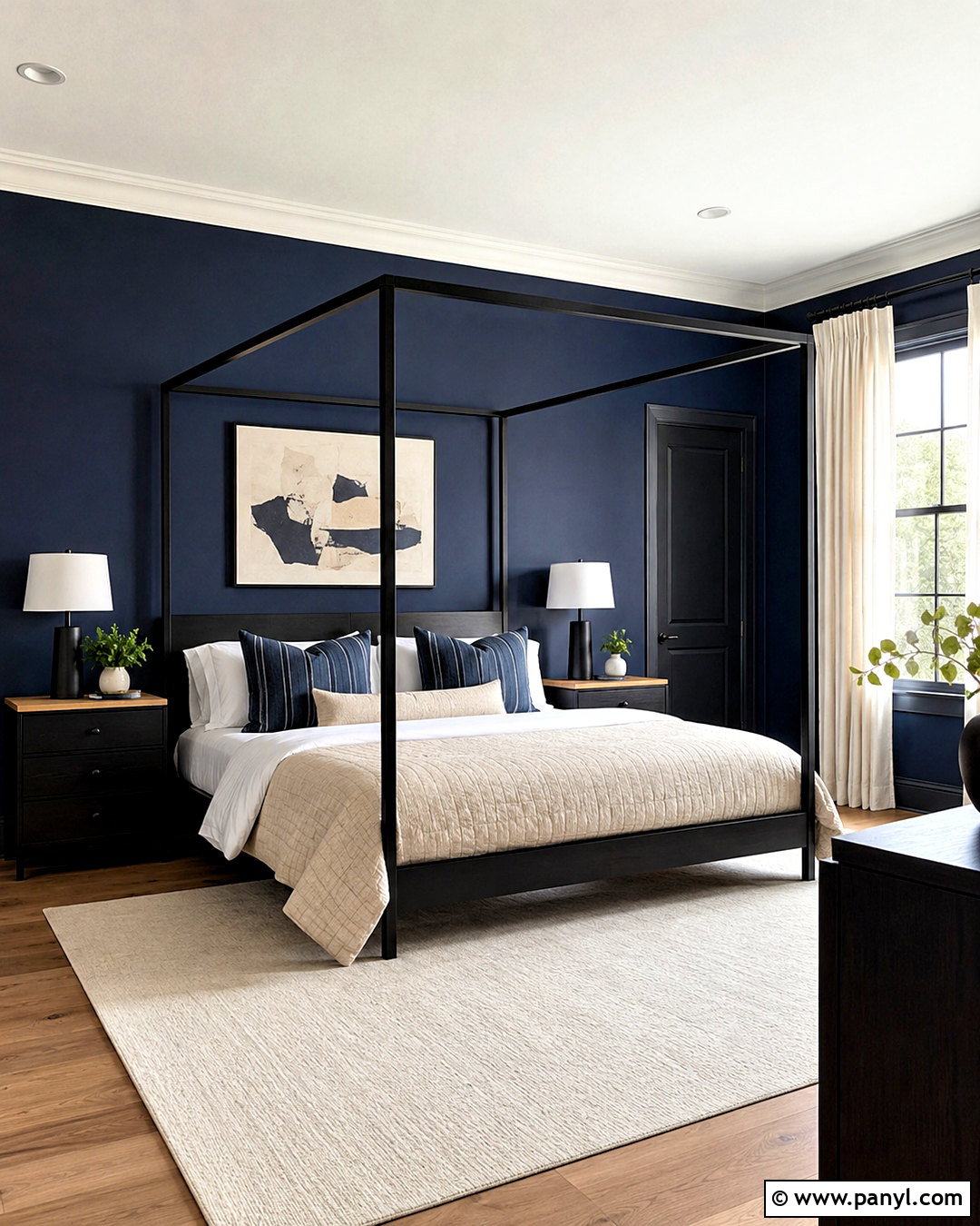Dark Blue Bedroom With Black Furniture - 20 dark blue bedroom ideas