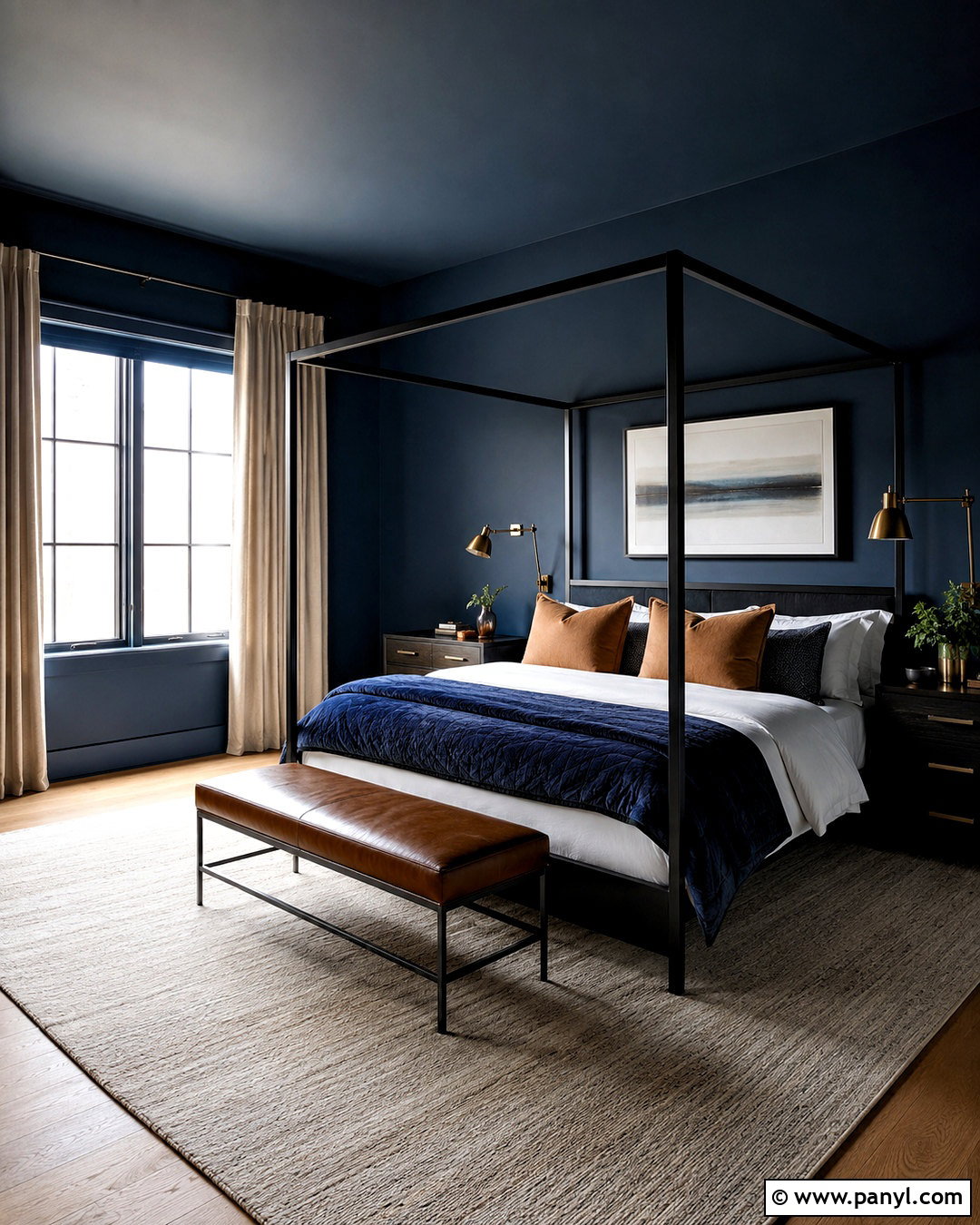 Dark Blue Bedroom With Canopy Bed - 20 dark blue bedroom aesthetic ideas
