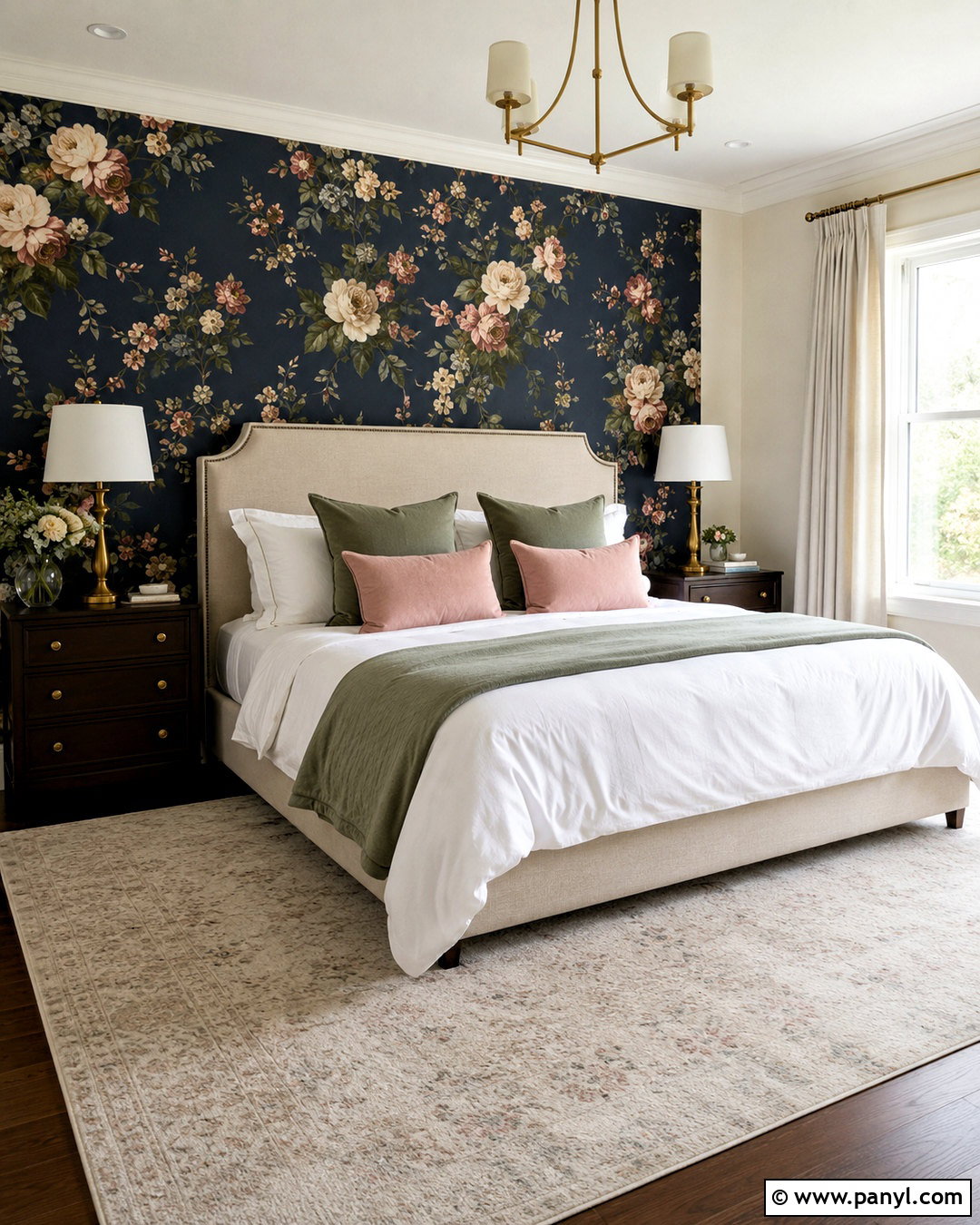 Dark Blue Bedroom With Floral Wallpaper - 20 dark blue bedroom ideas