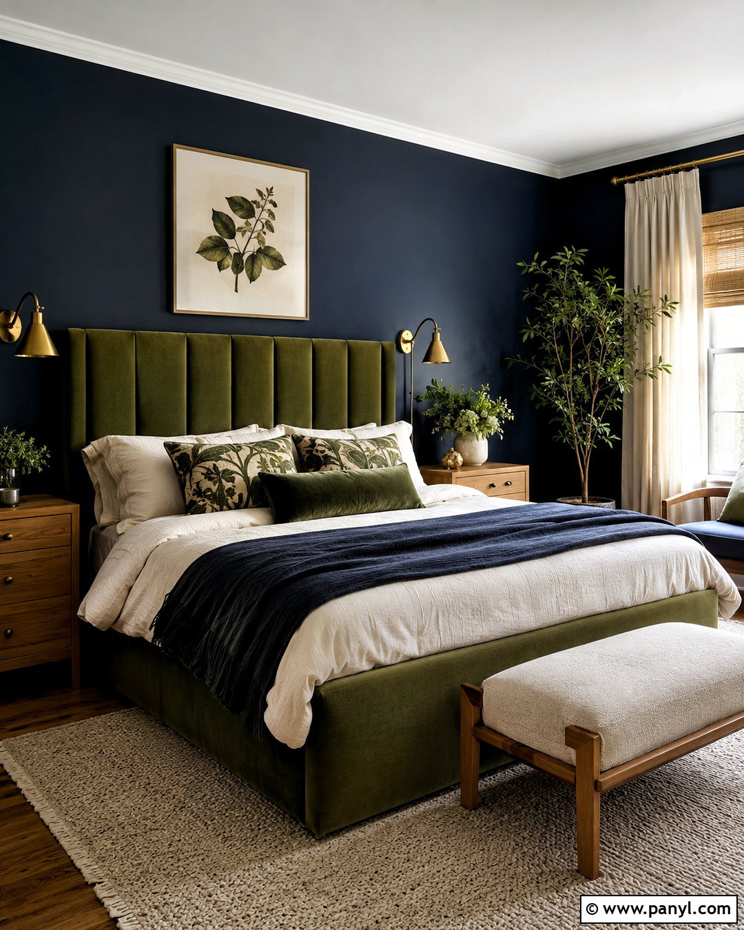 Dark Blue Bedroom With Olive Green - 20 dark blue bedroom aesthetic ideas