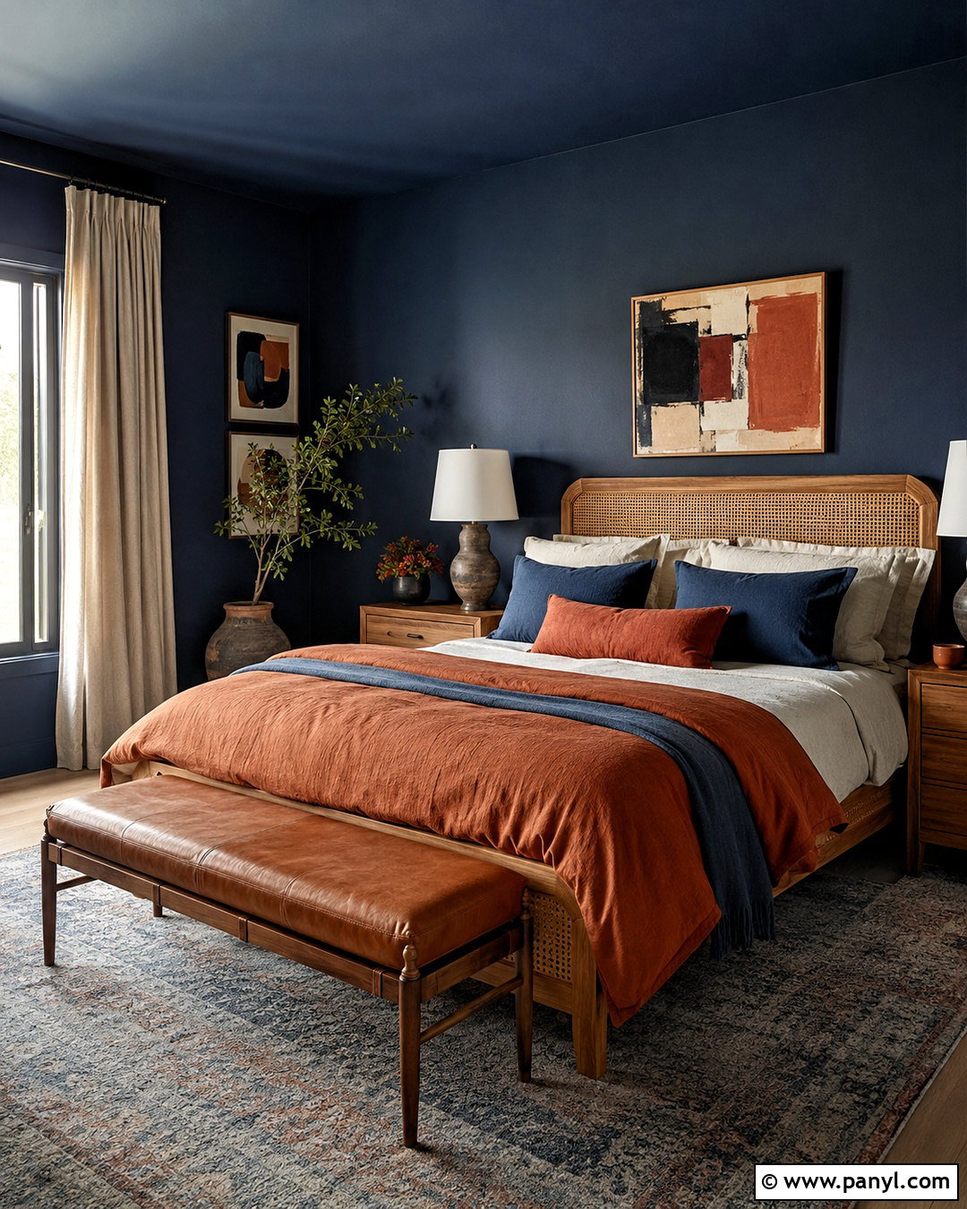 Dark Blue Bedroom With Terracotta - 20 dark blue bedroom aesthetic ideas