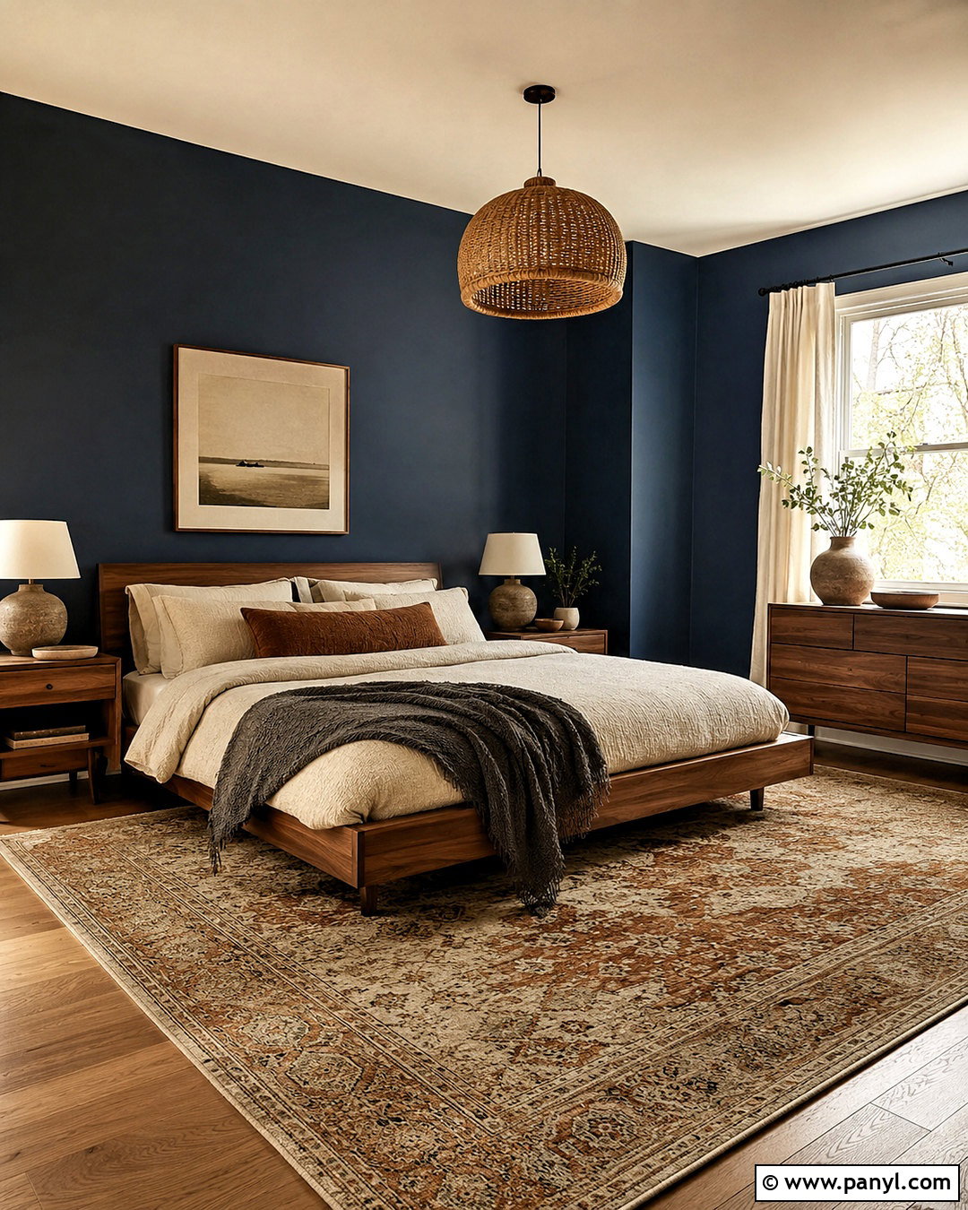 Dark Blue Bedroom With Wood Furniture - 20 dark blue bedroom ideas