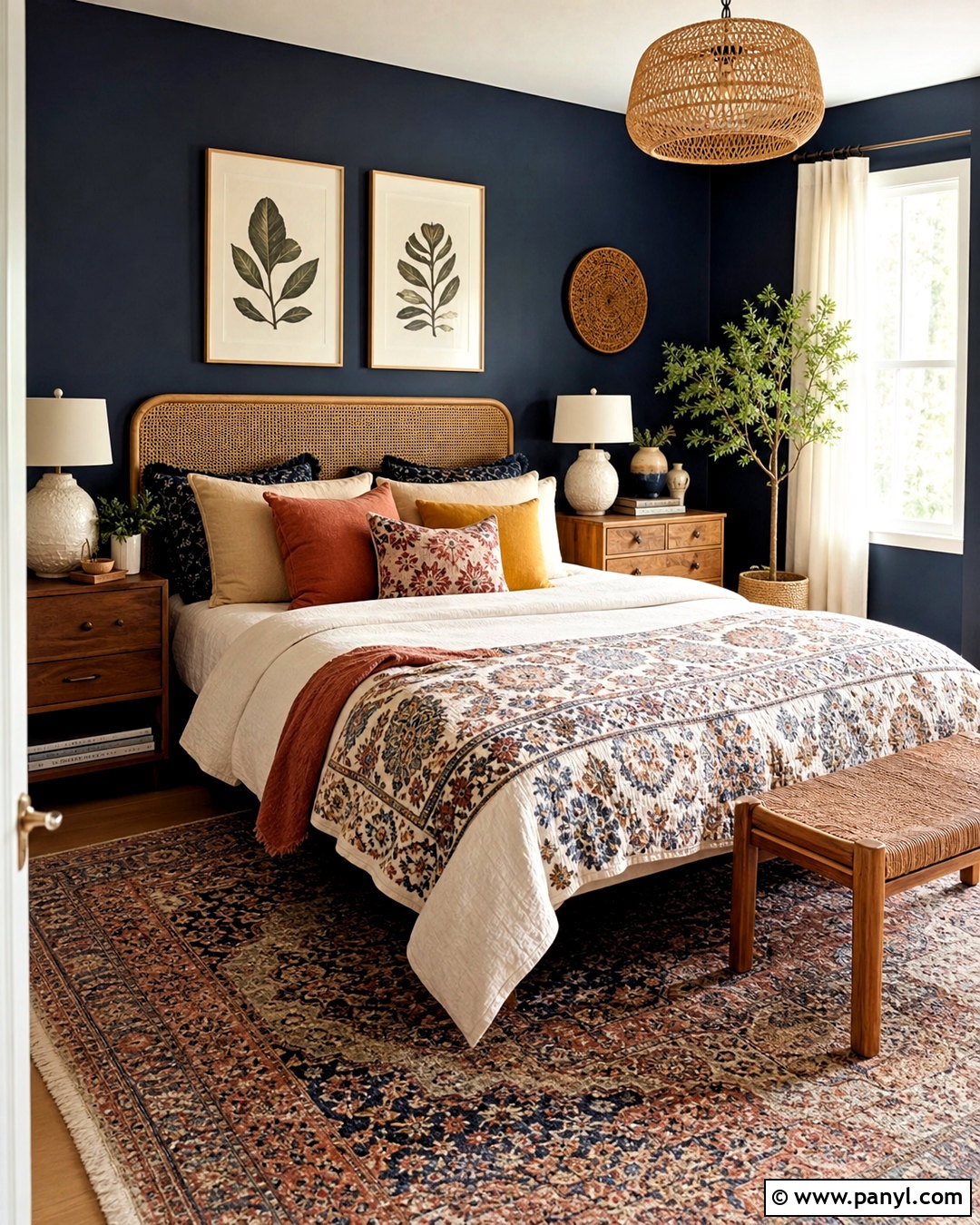 Dark Blue Boho Bedroom - 20 dark blue walls bedroom ideas