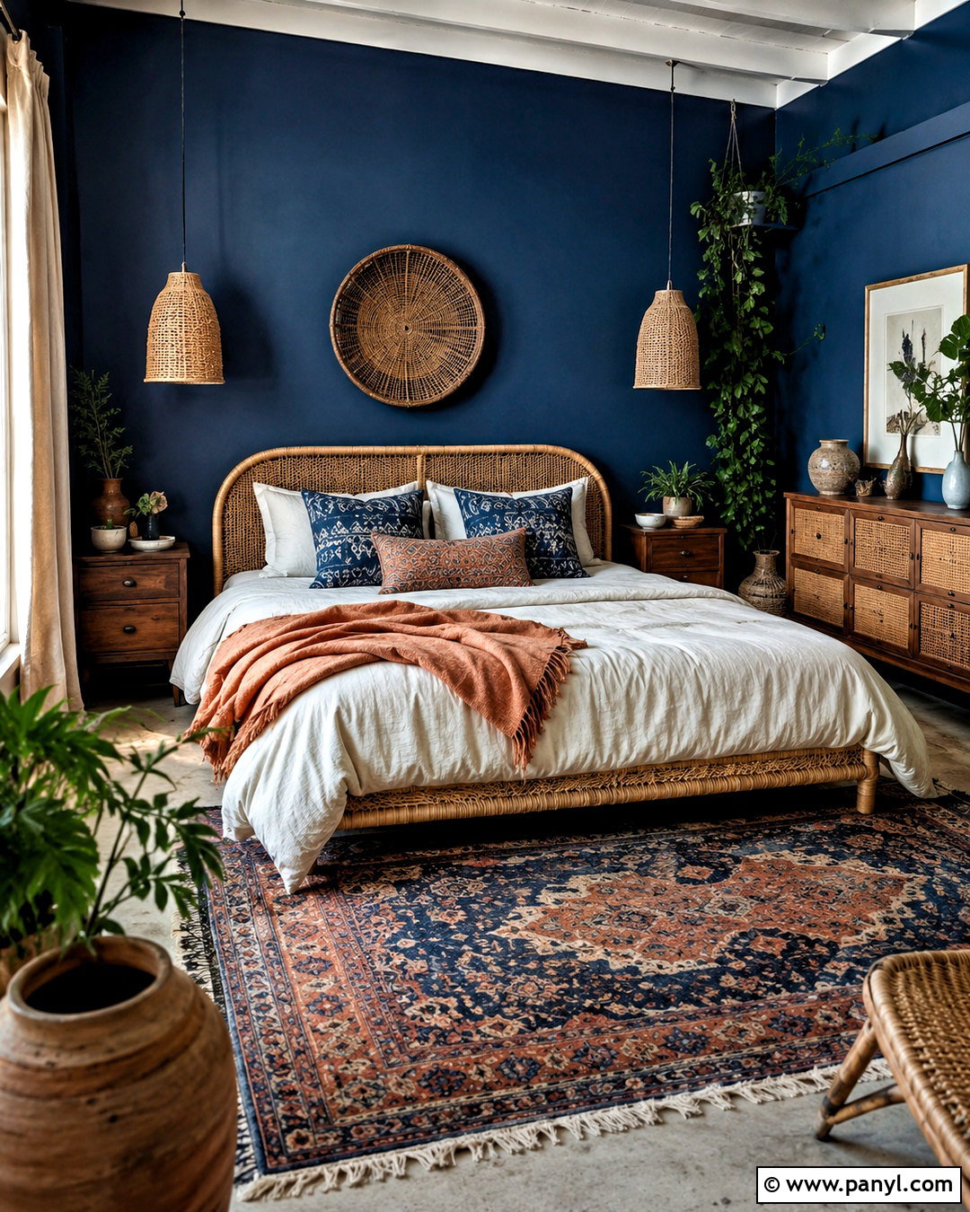 Dark Blue Boho Bedroom - 20 dark blue bedroom aesthetic ideas