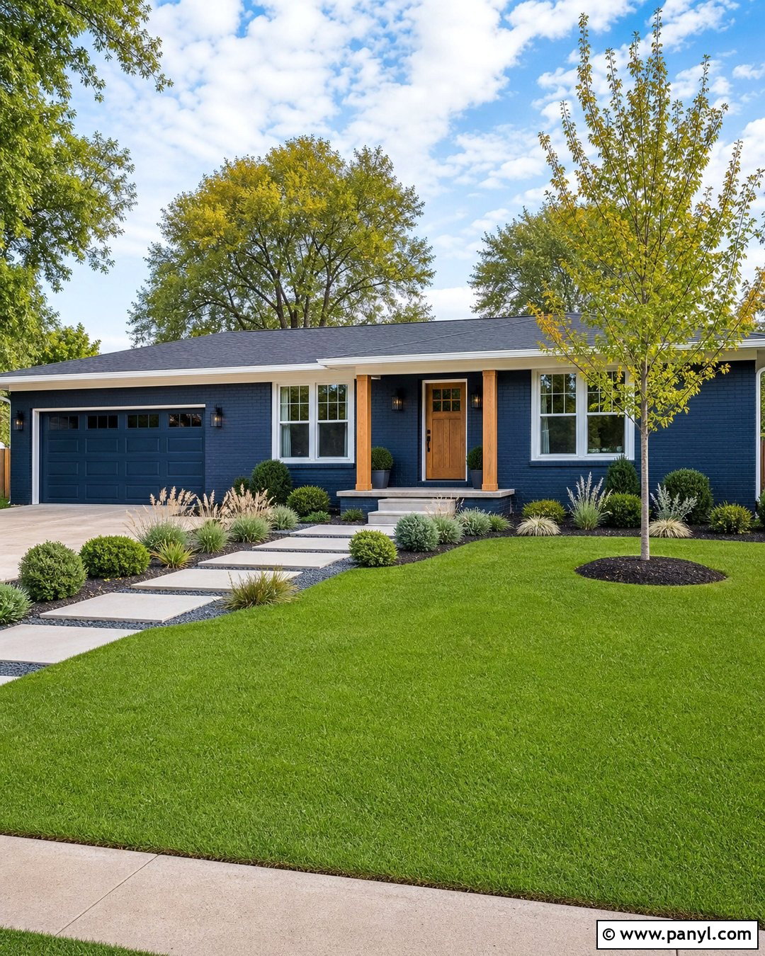 Dark Blue Brick Ranch House - 20 Dark Blue Painted Brick Ideas