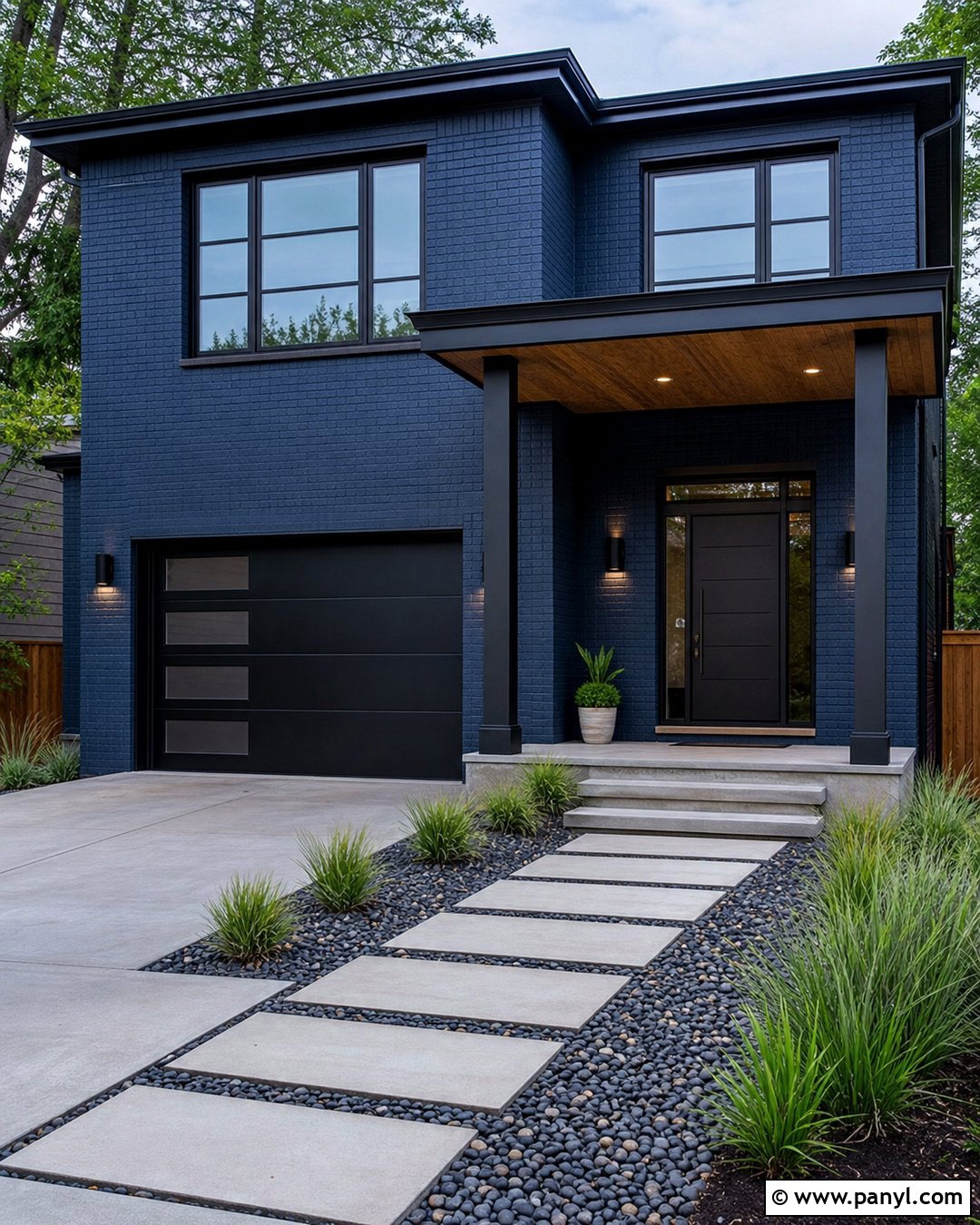 Dark Blue Brick With Black Trim - 20 Dark Blue Painted Brick Ideas