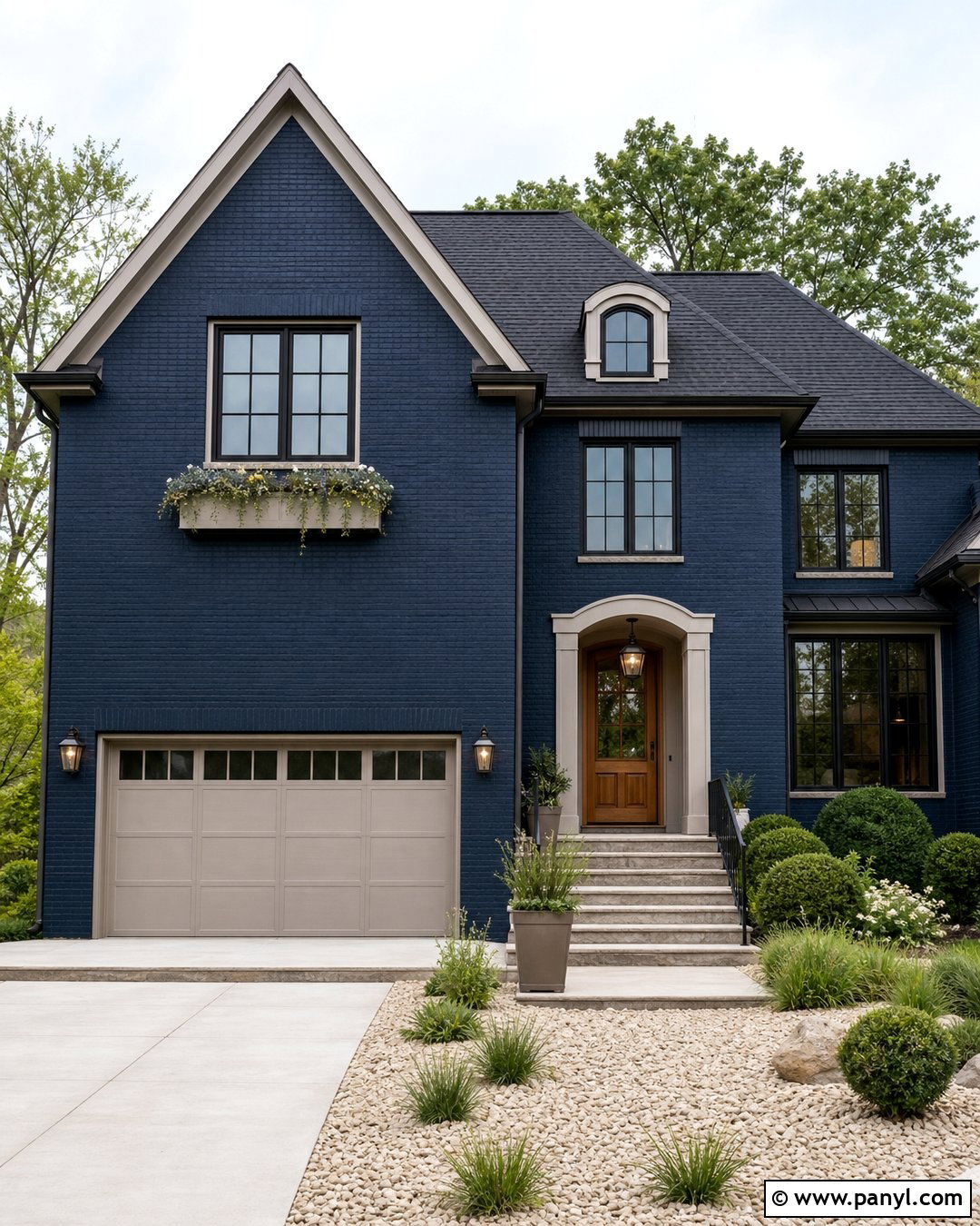 Dark Blue Brick With Greige Accents - 20 Dark Blue Painted Brick Ideas