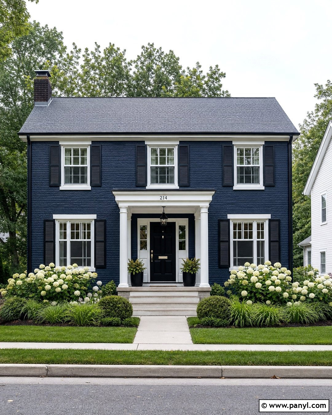 Dark Blue Brick With White Trim - 20 Dark Blue Painted Brick Ideas