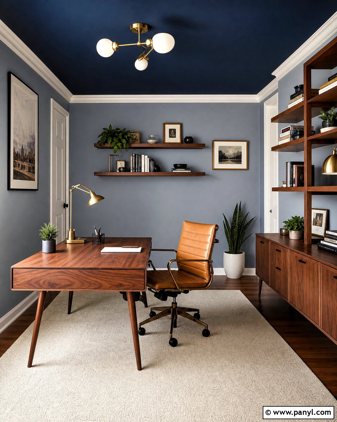 Dark Blue Ceiling Home Office - 20 dark blue ceiling ideas