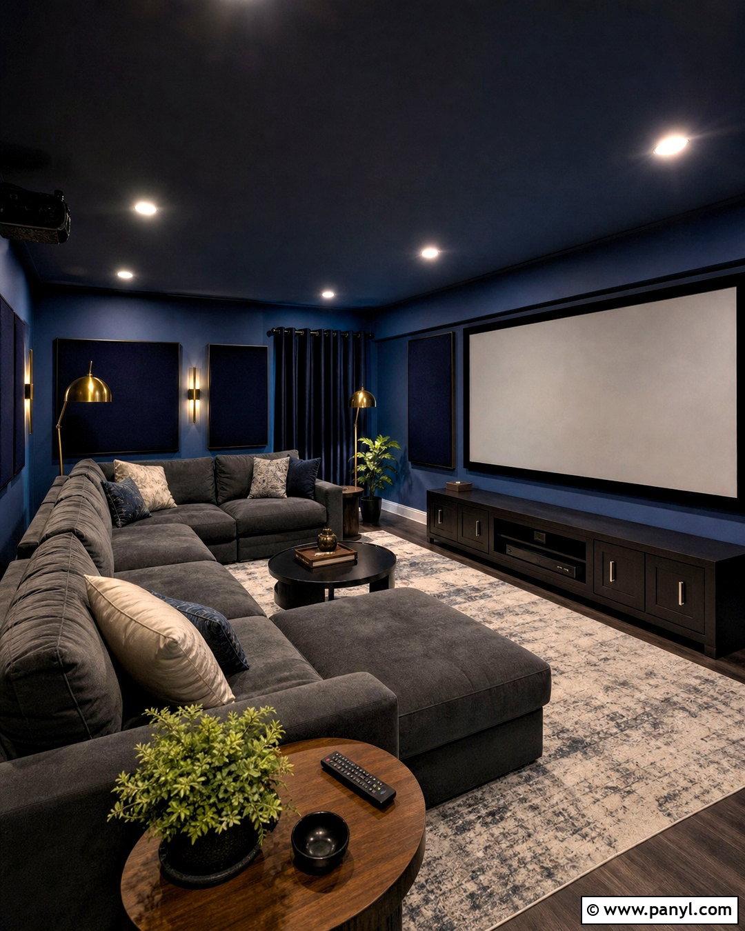 Dark Blue Ceiling Media Room - 20 dark blue ceiling ideas
