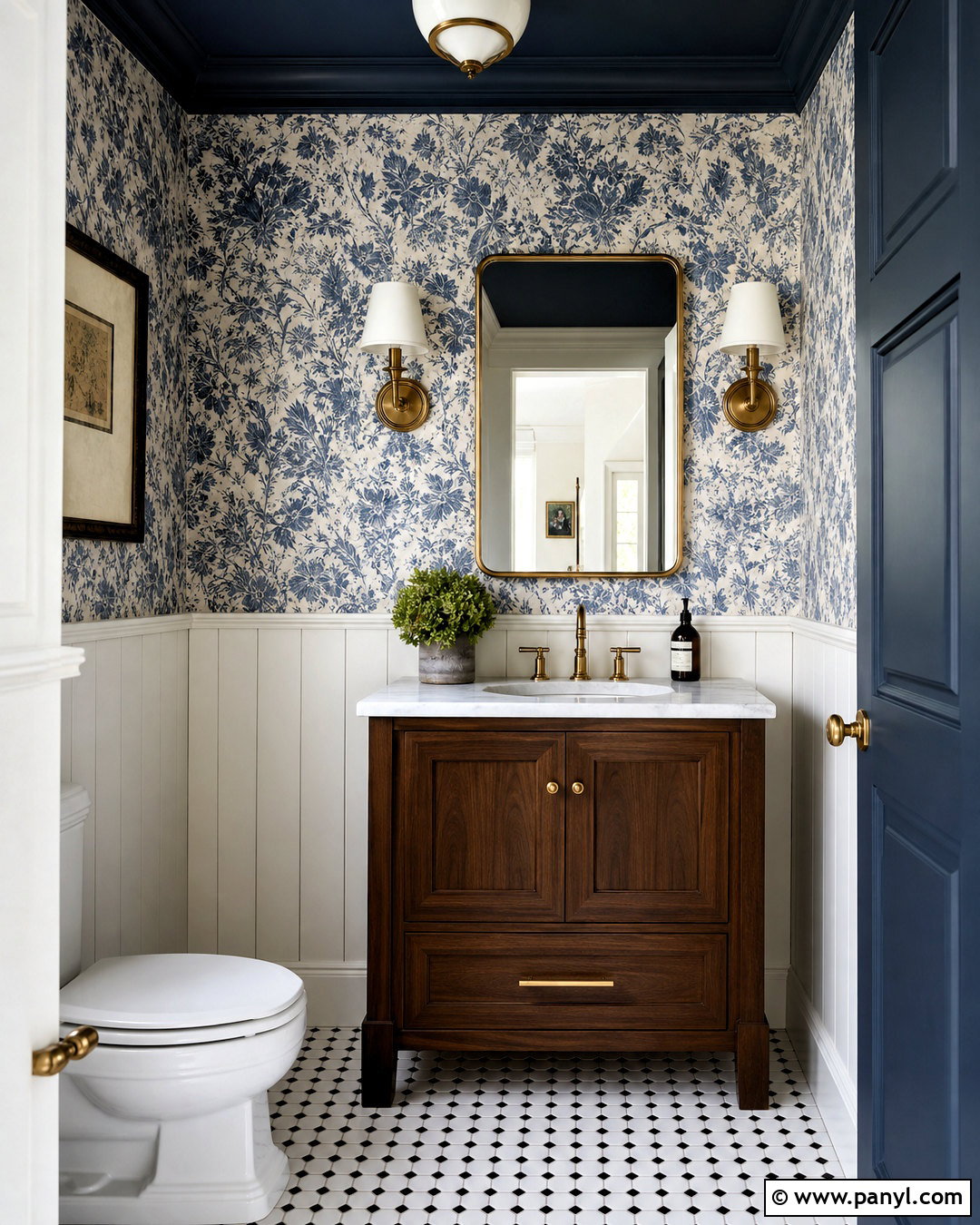 Dark Blue Ceiling Powder Room - 20 dark blue ceiling ideas