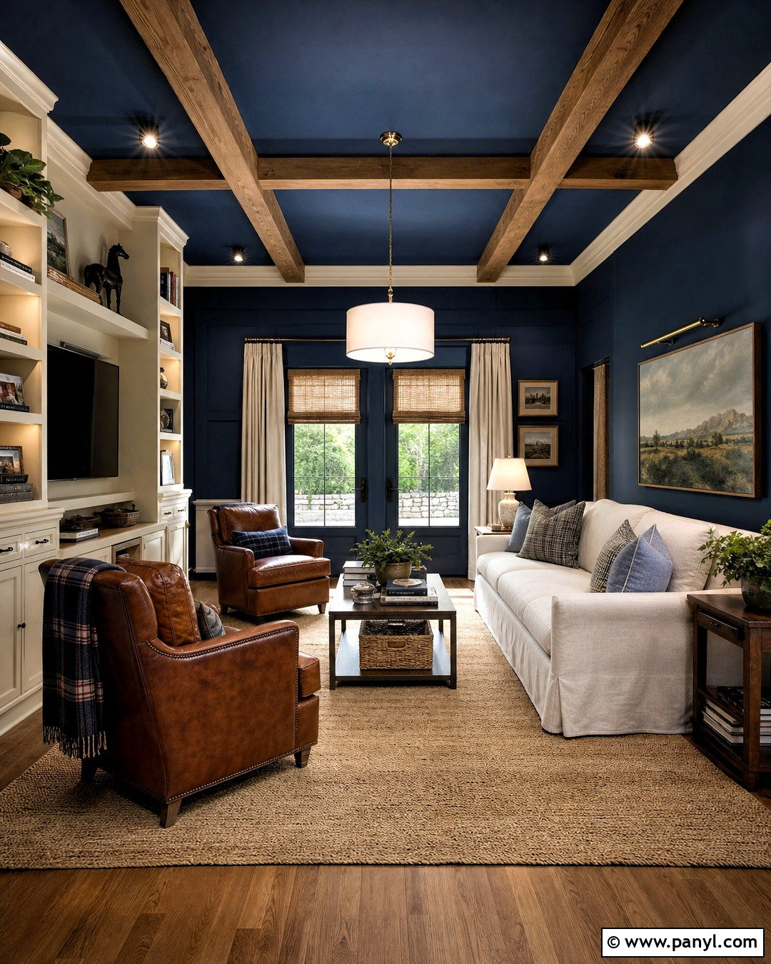 Dark Blue Ceiling With Wood Beams - 20 dark blue ceiling ideas