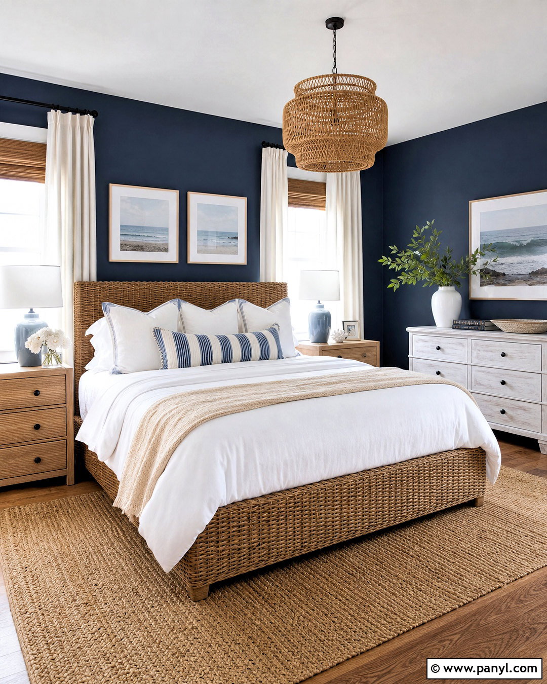 Dark Blue Coastal Bedroom - 20 dark blue walls bedroom ideas