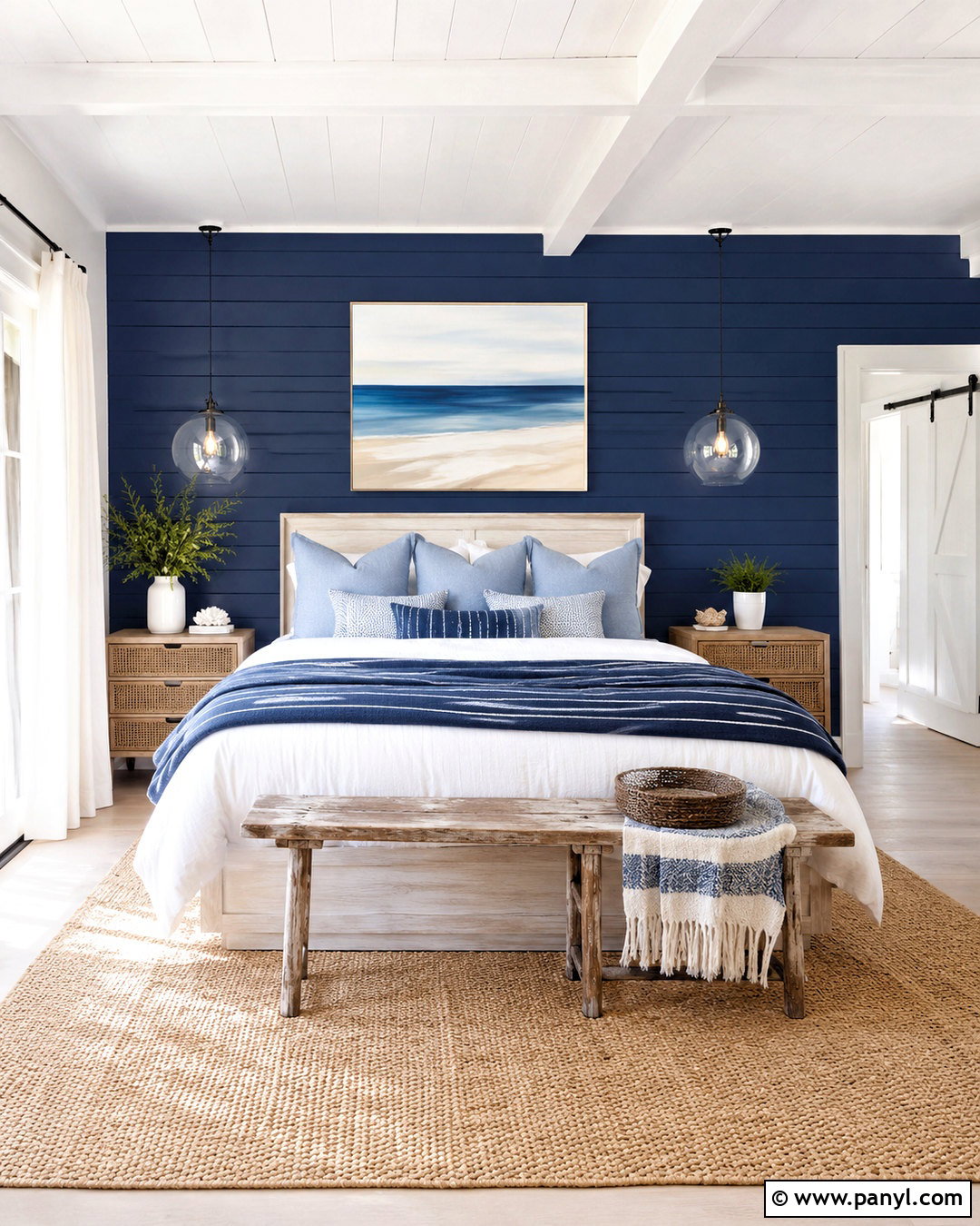 Dark Blue Coastal Bedroom - 20 dark blue bedroom aesthetic ideas
