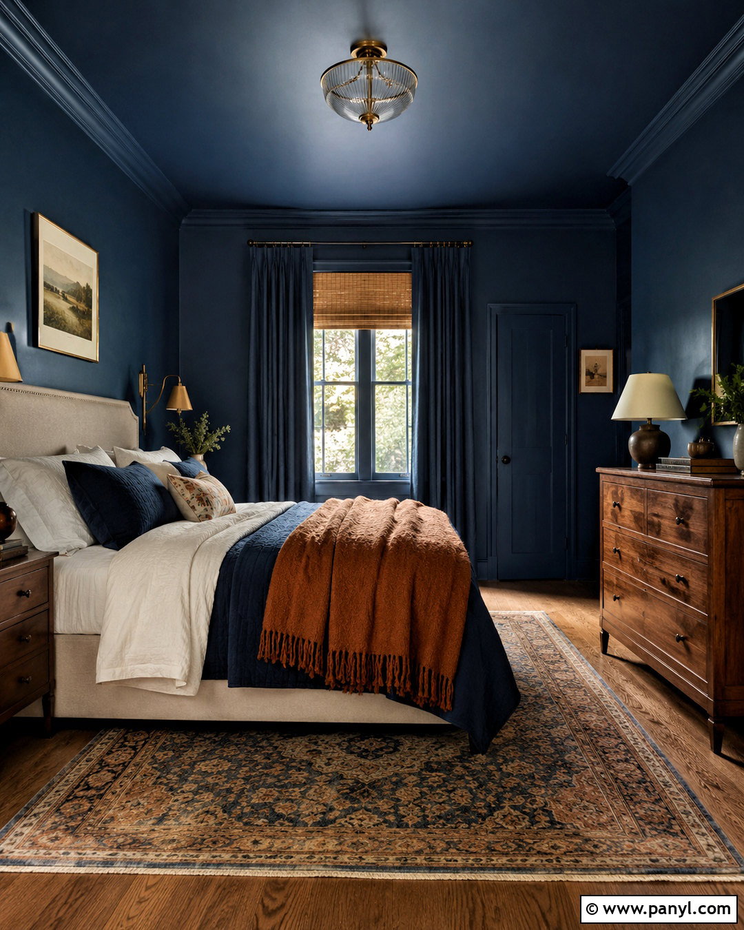 Dark Blue Color Drenched Bedroom - 20 blue color bedroom ideas