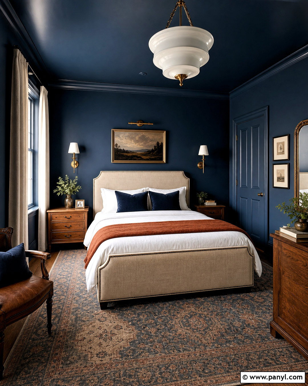 Dark Blue Color Drenched Bedroom - 20 blue room design ideas