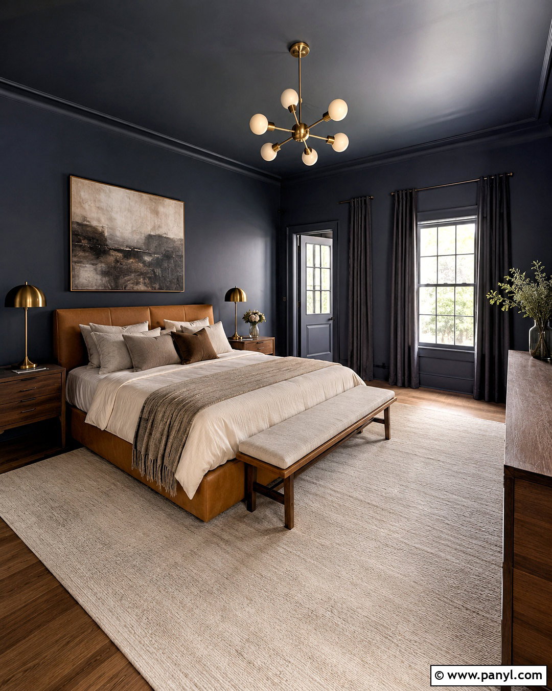 Dark Blue Color Drenched Bedroom - 20 dark blue bedroom ideas