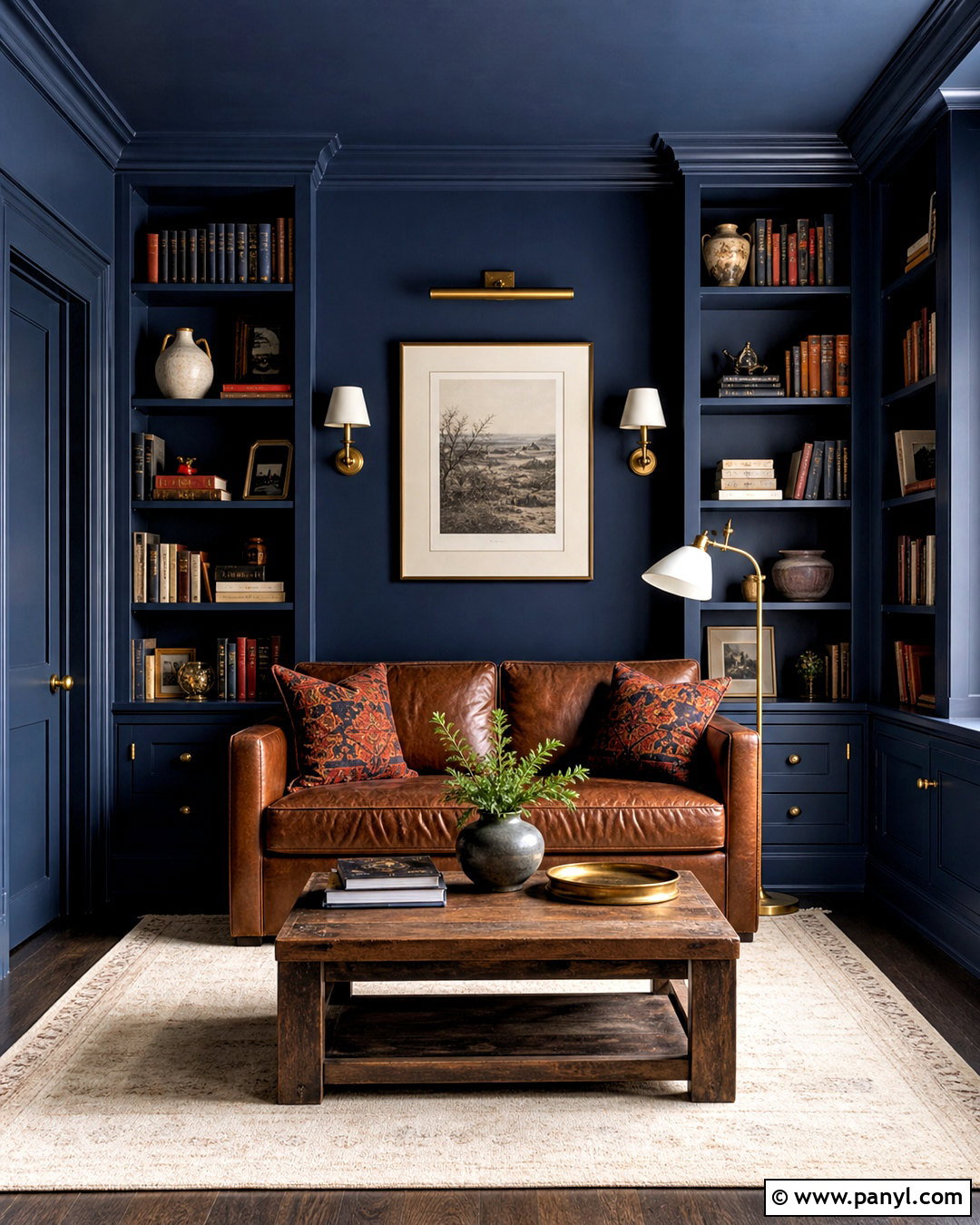 Dark Blue Color Drenched Room - 20 dark blue room ideas