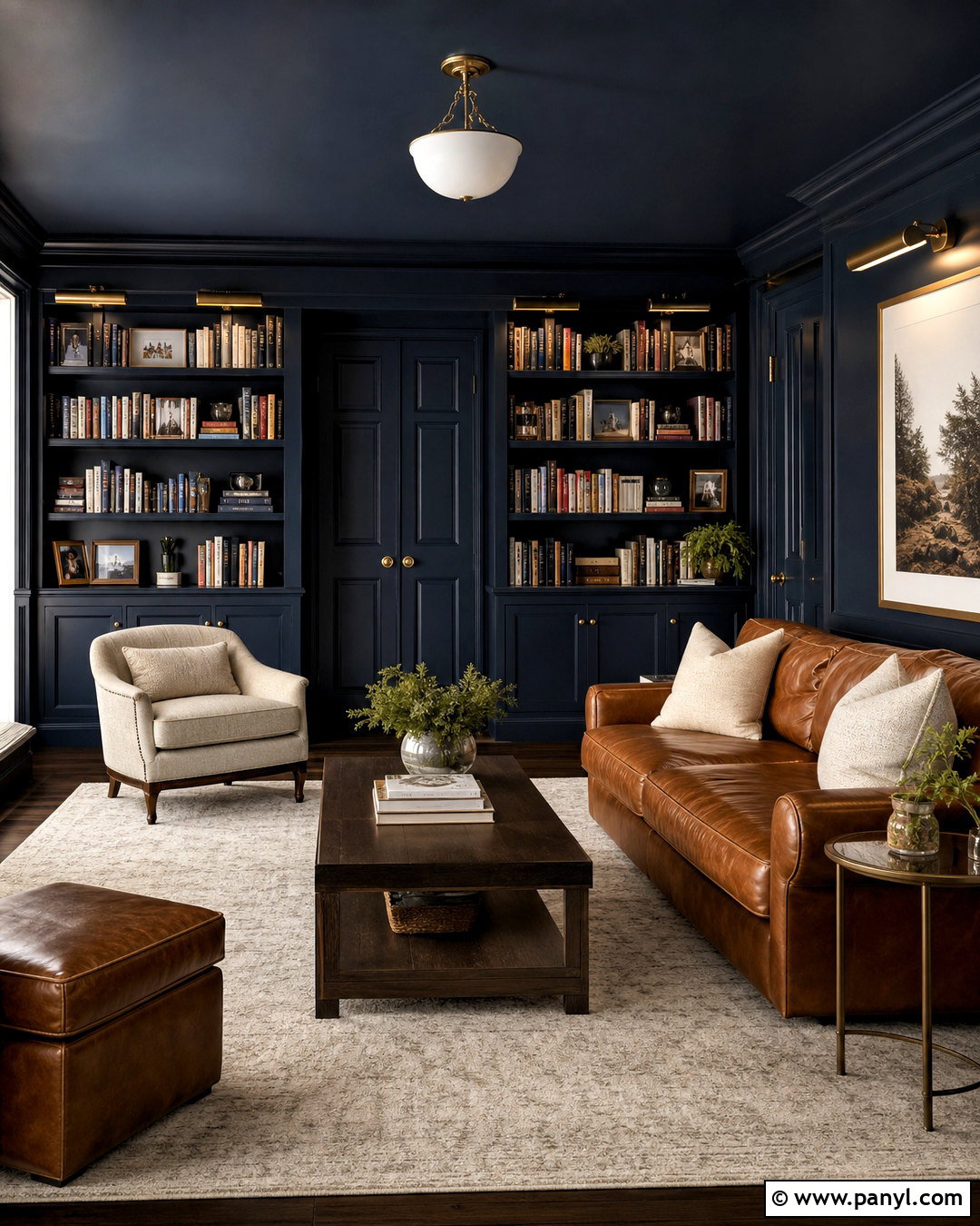 Dark Blue Color Drenched Room - 20 dark blue ceiling ideas
