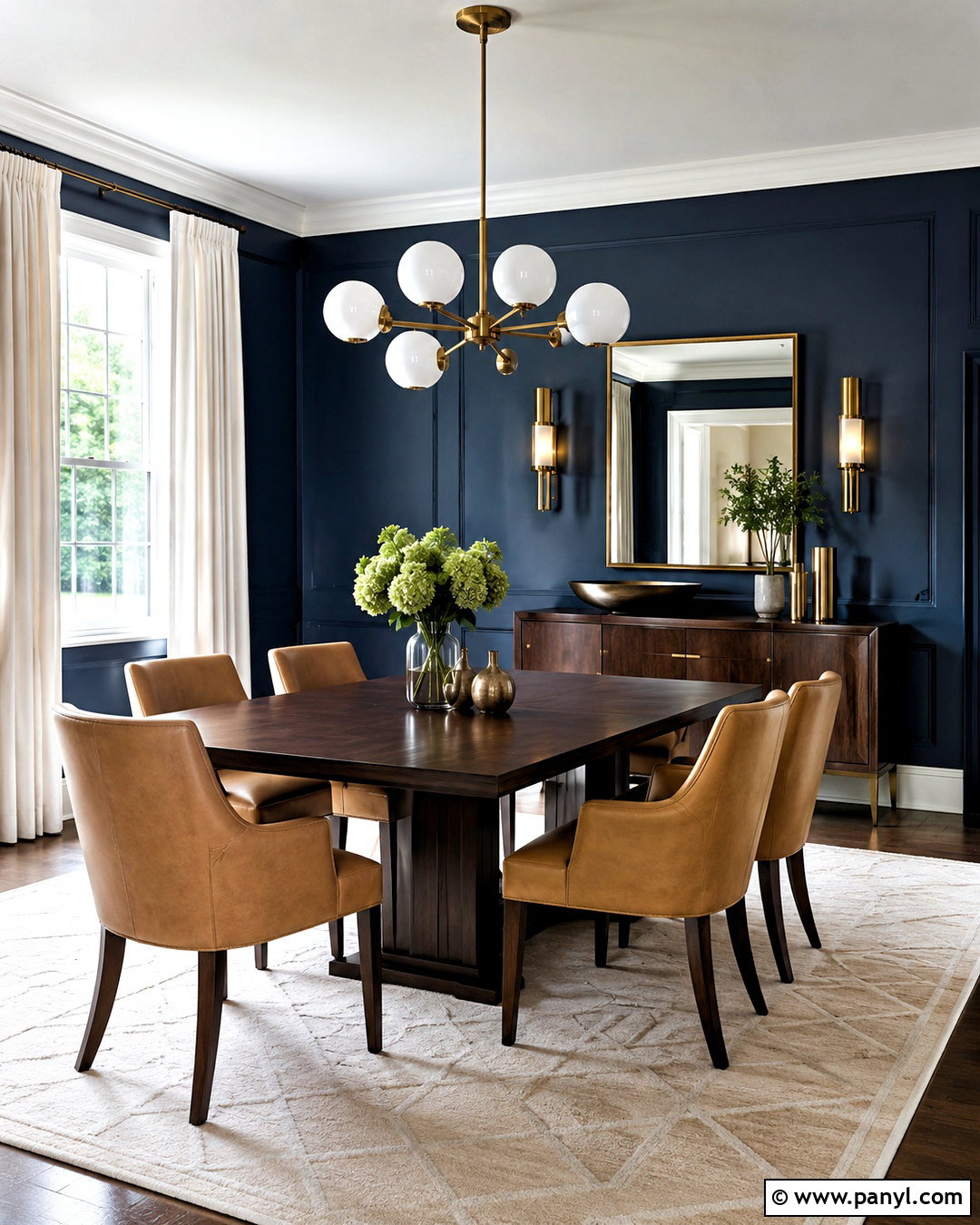 Dark Blue Dining Room Walls With Brass Accents - 20 dark blue dining room walls