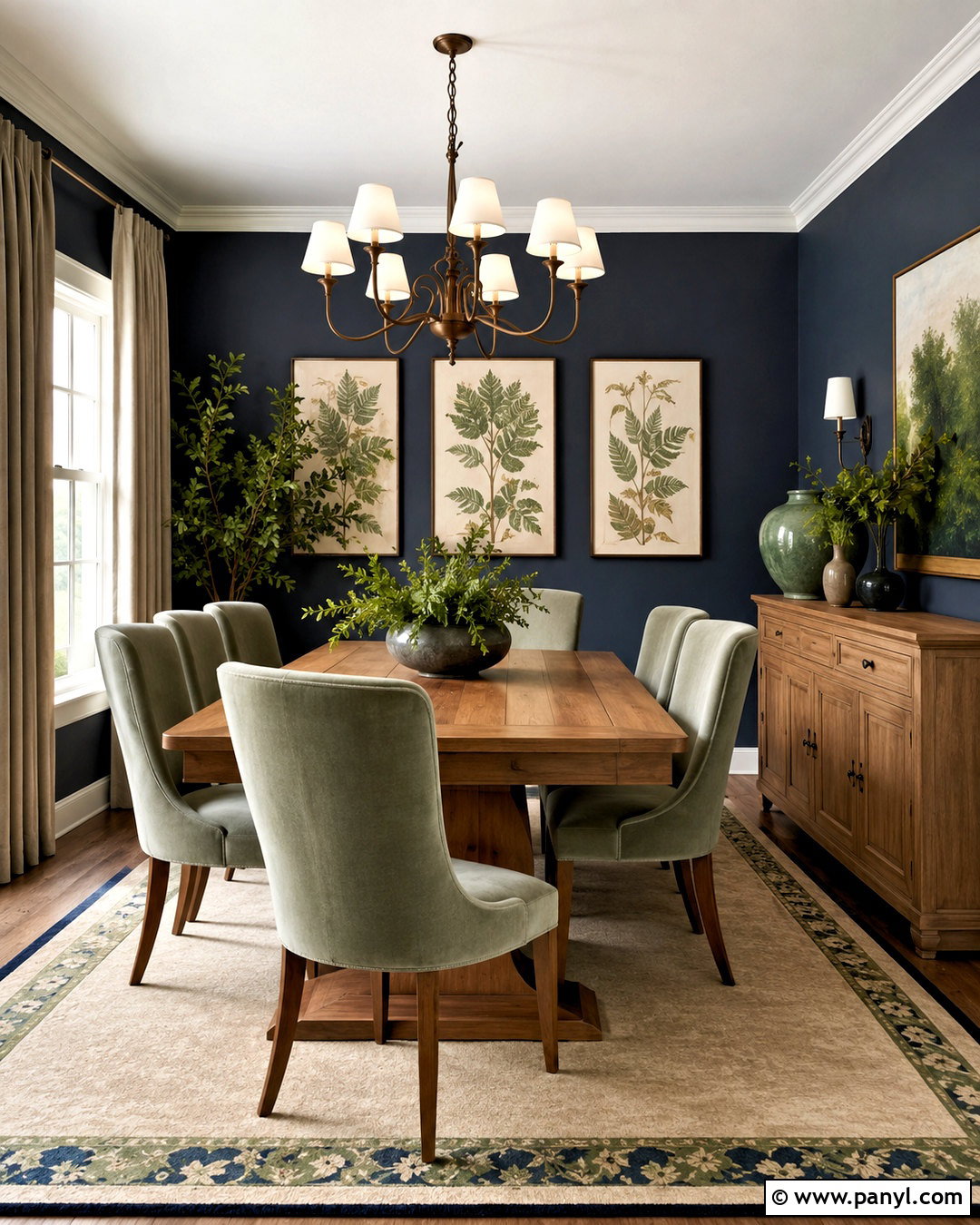 Dark Blue Dining Room Walls With Sage Green Decor - 20 dark blue dining room walls