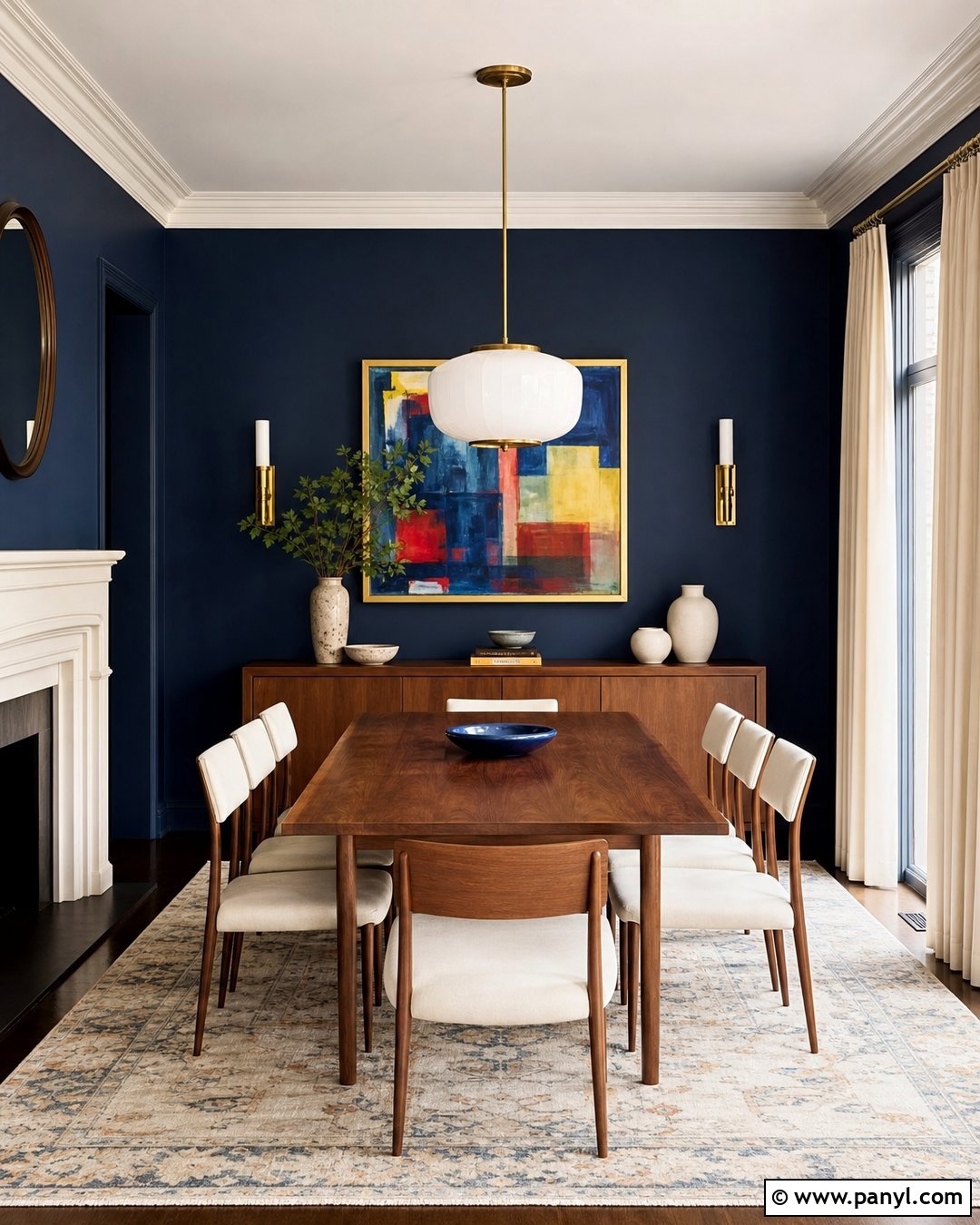 Dark Blue Dining Room Walls With Walnut - 20 Contemporary Dark Blue Walls