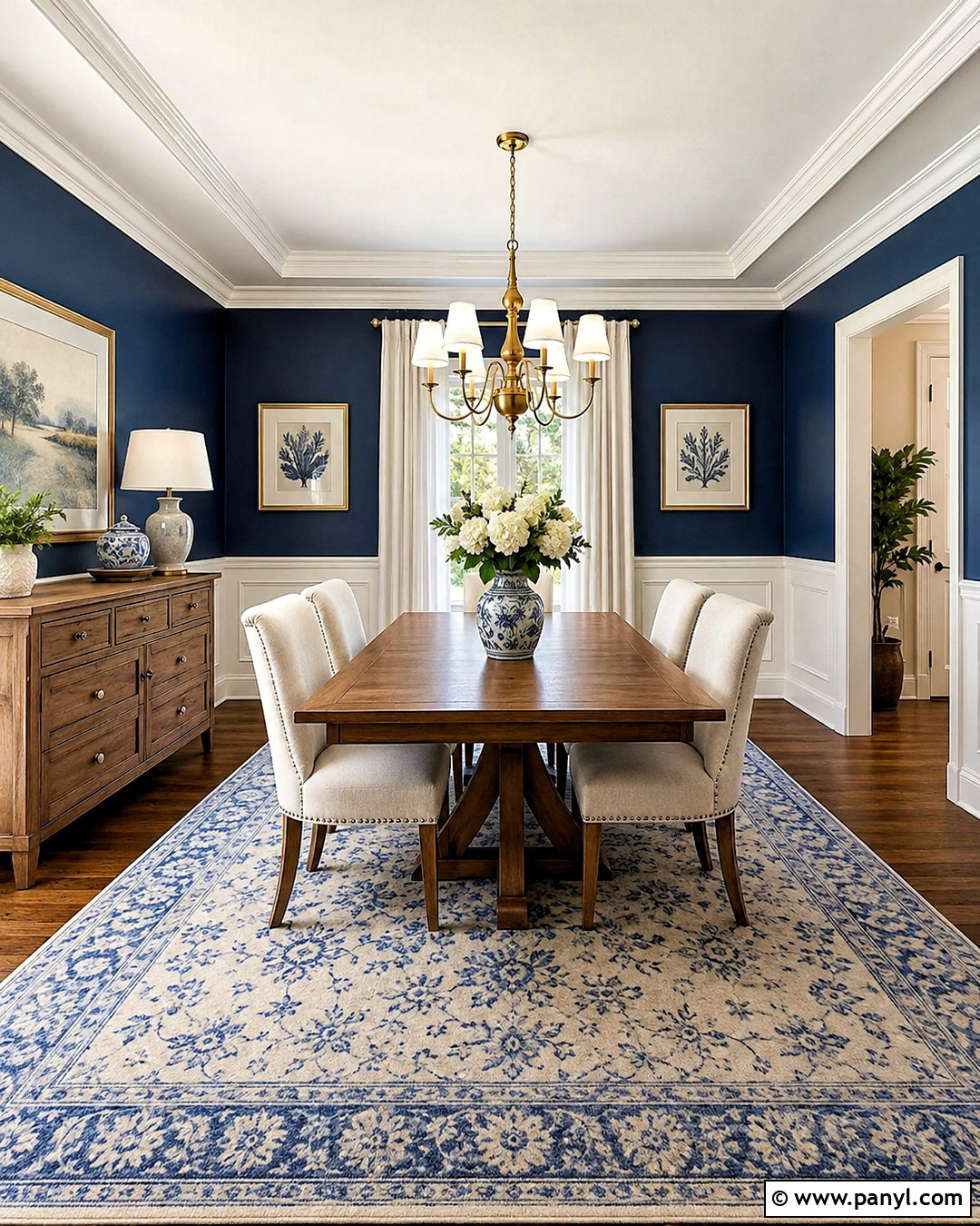 Dark Blue Dining Room Walls With White Wainscoting - 20 dark blue dining room walls
