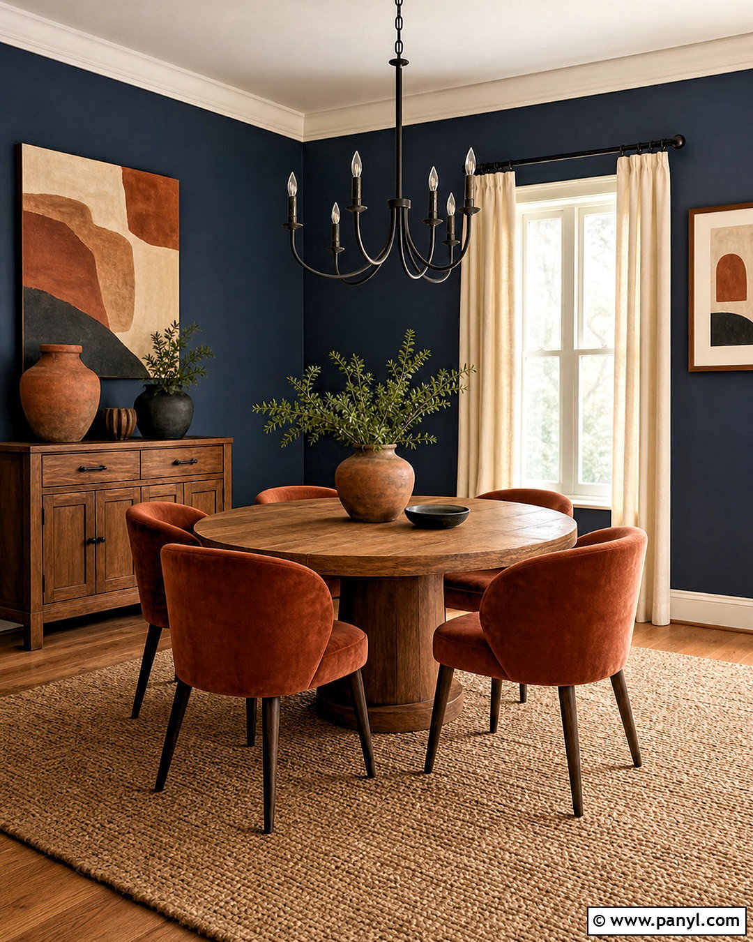 Dark Blue Dining Room With Terracotta - 20 dark blue wall paint ideas