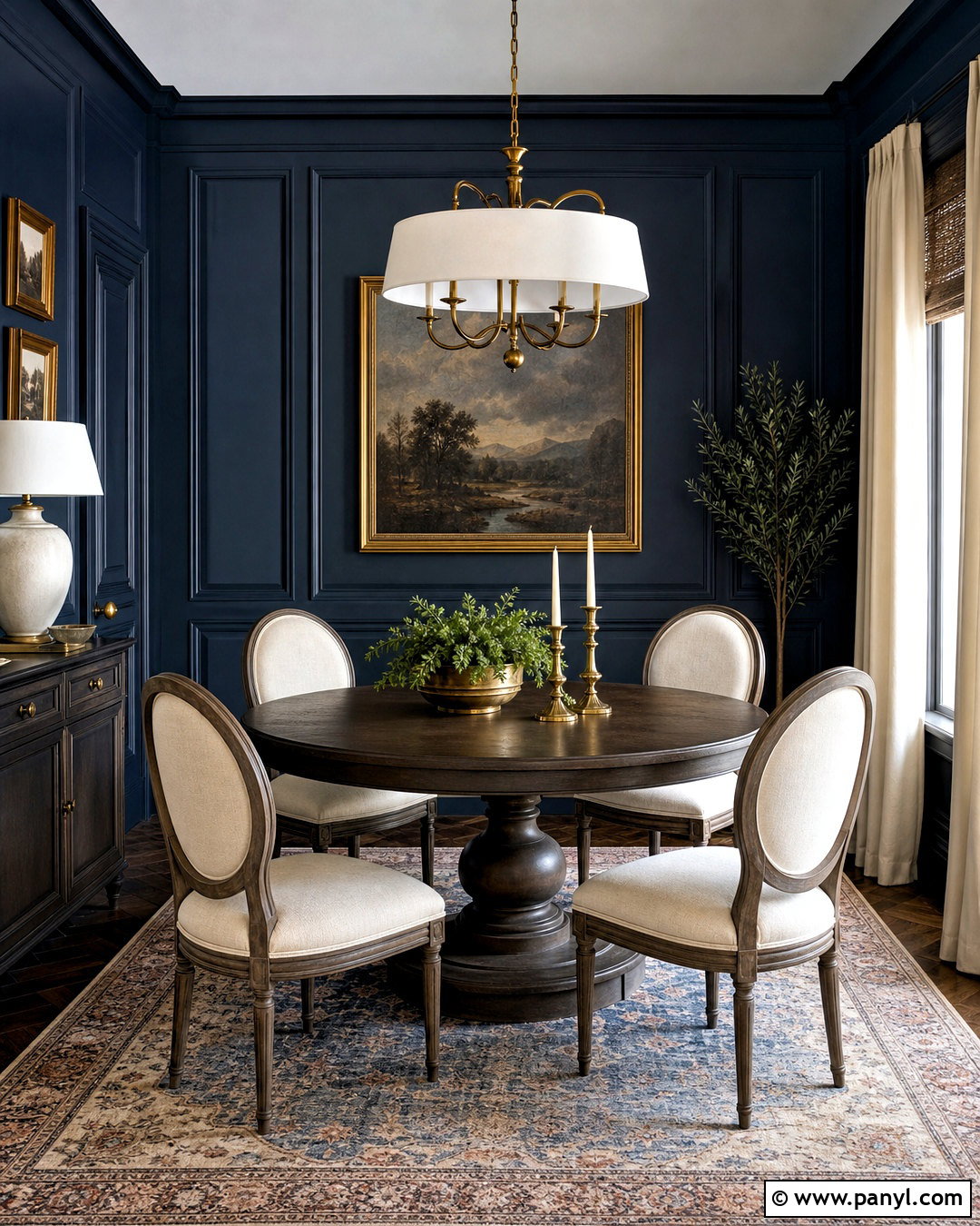 Dark Blue Dining Room With Wall Molding - 20 dark blue interior design ideas