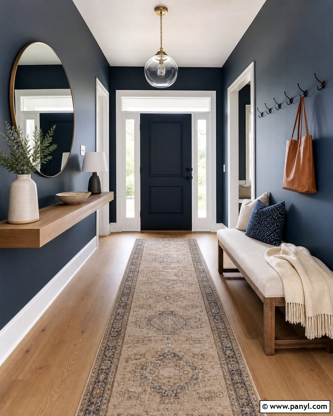 Dark Blue Entryway Walls With Light Flooring - 20 Contemporary Dark Blue Walls