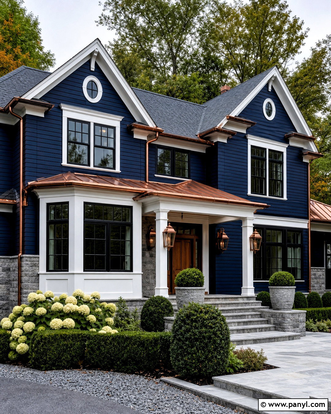 Dark Blue Exterior With Copper Accents - 20 dark blue home exterior ideas