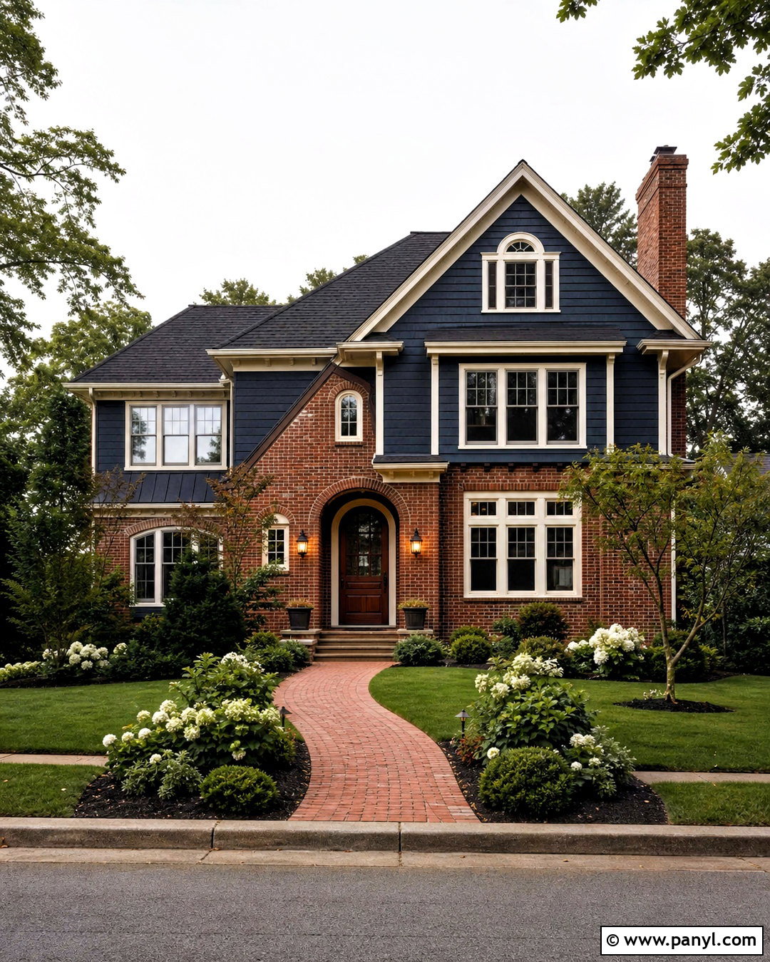 Dark Blue Exterior With Red Brick - 20 dark blue home exterior ideas