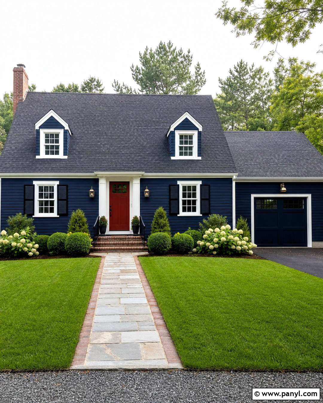Dark Blue Exterior With Red Front Door - 20 dark blue exterior house colors