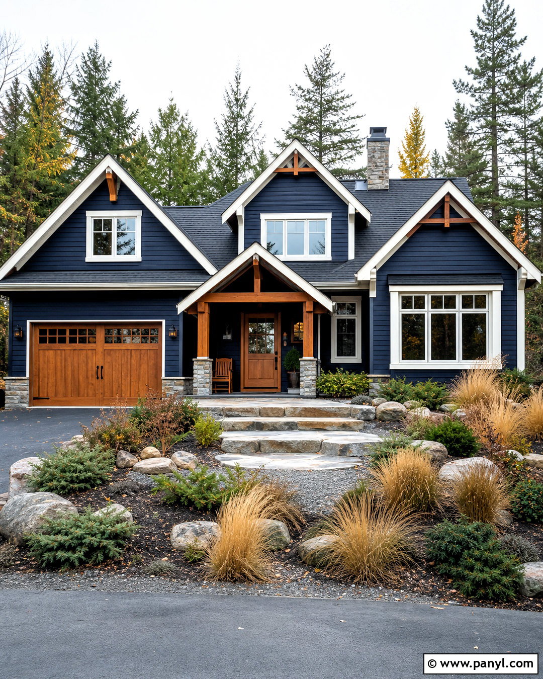 Dark Blue Exterior With Wood Accents - 20 dark blue home exterior ideas