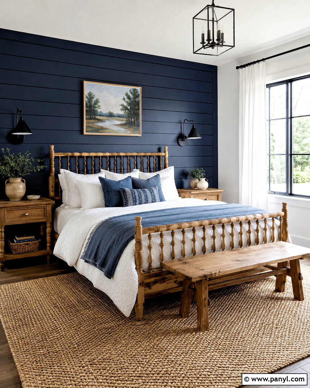 Dark Blue Farmhouse Bedroom - 20 dark blue bedroom ideas