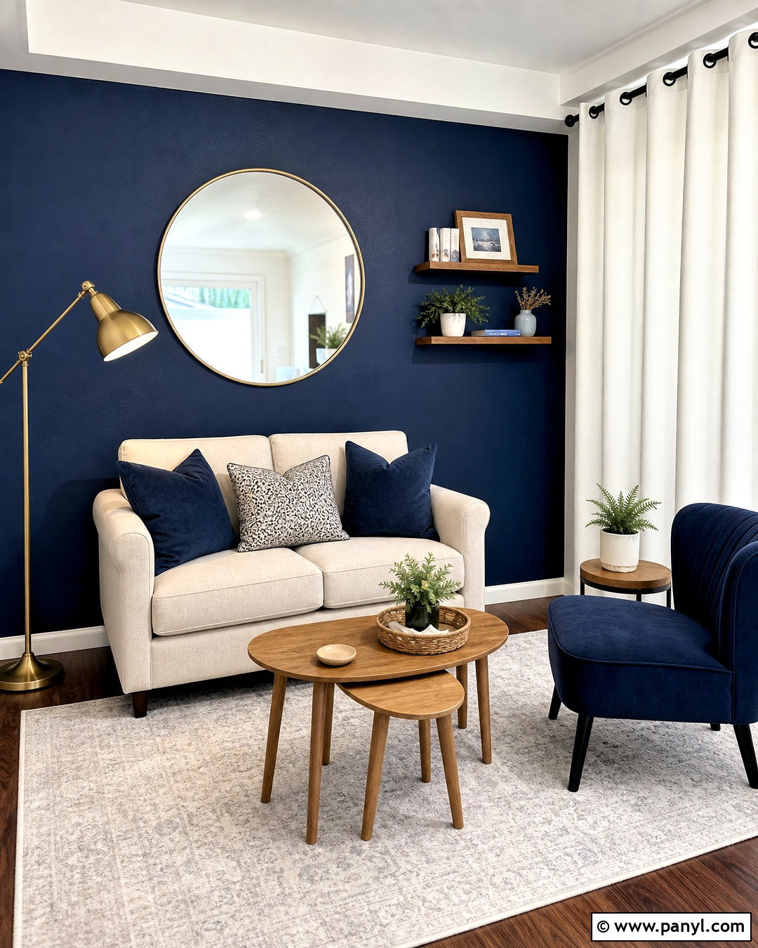 Dark Blue Feature Wall In A Small Living Room - 20 dark blue feature wall living room ideas