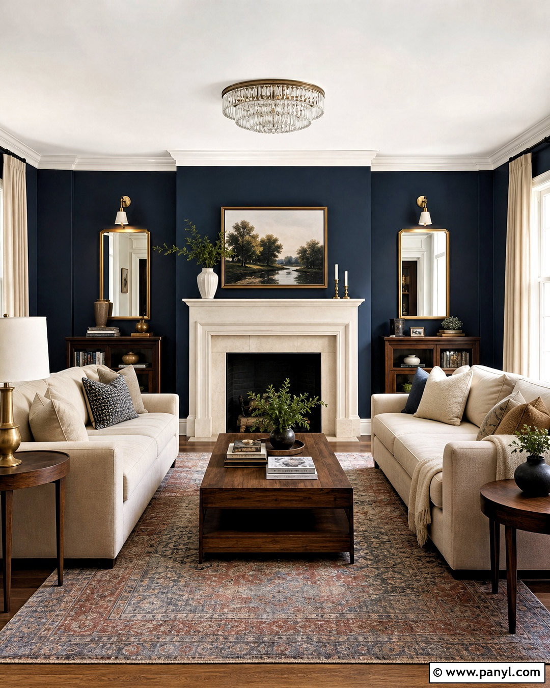 Dark Blue Feature Wall With Fireplace - 20 dark blue feature wall living room ideas