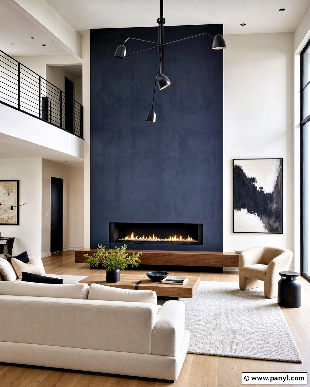 Dark Blue Fireplace In A Modern Living Room - 20 dark blue fireplace ideas