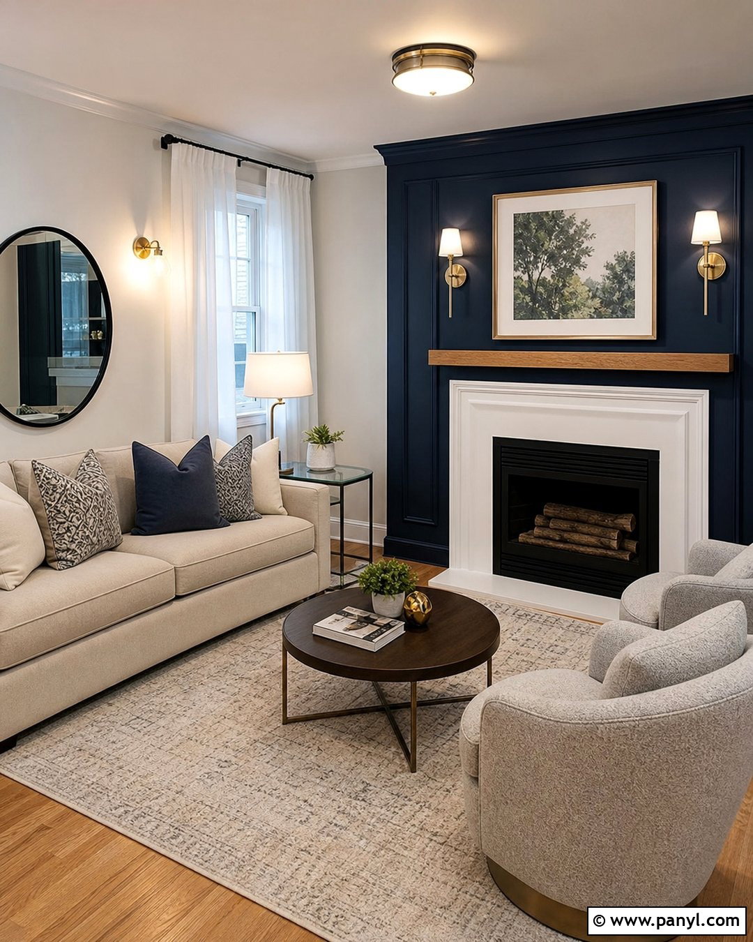 Dark Blue Fireplace Wall In A Small Living Room - 20 Dark Blue Accent Wall Living Room With Fireplace Ideas