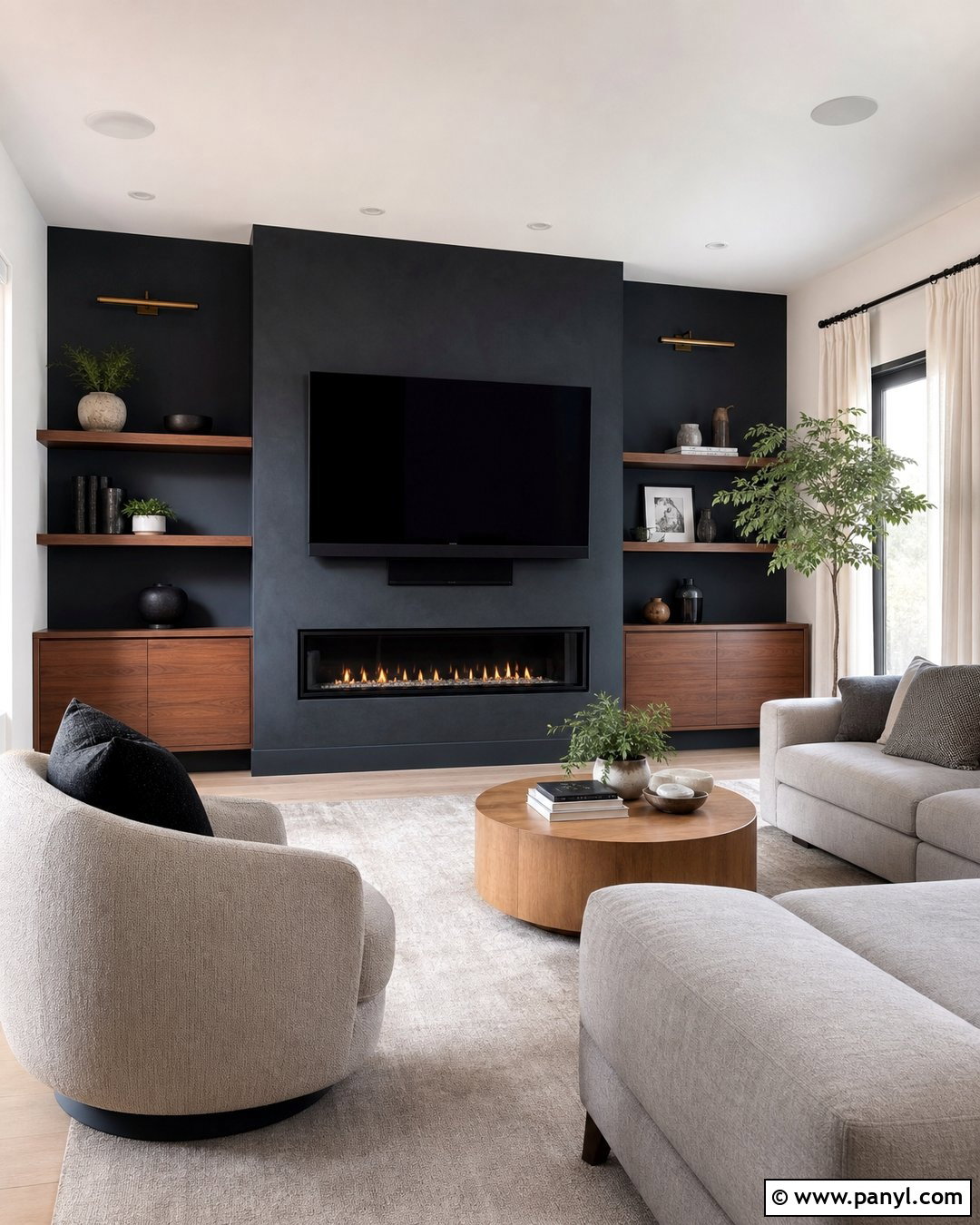 Dark Blue Fireplace Wall With TV - 20 Dark Blue Accent Wall Living Room With Fireplace Ideas