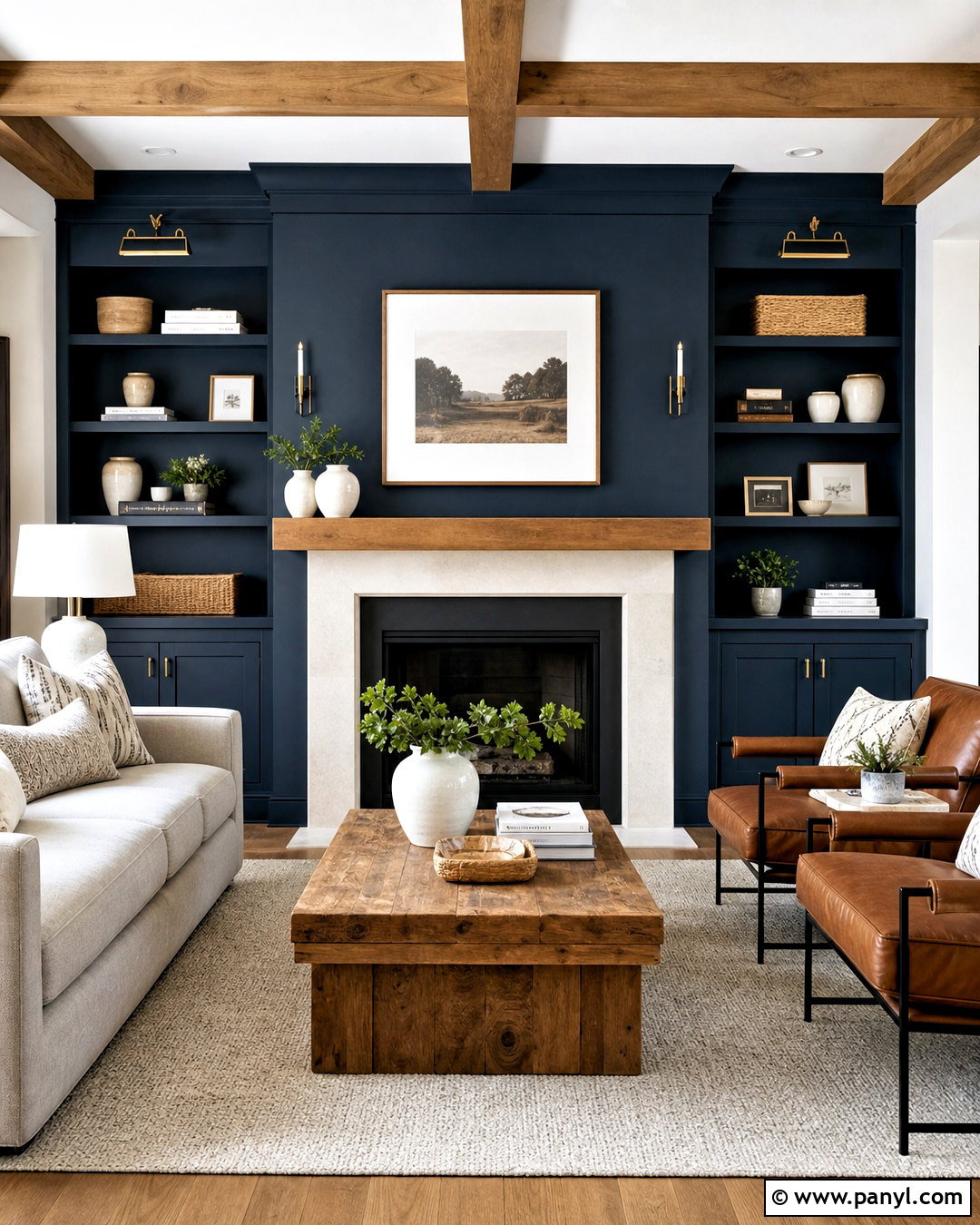 Dark Blue Fireplace Wall - 20 dark blue walls living room ideas
