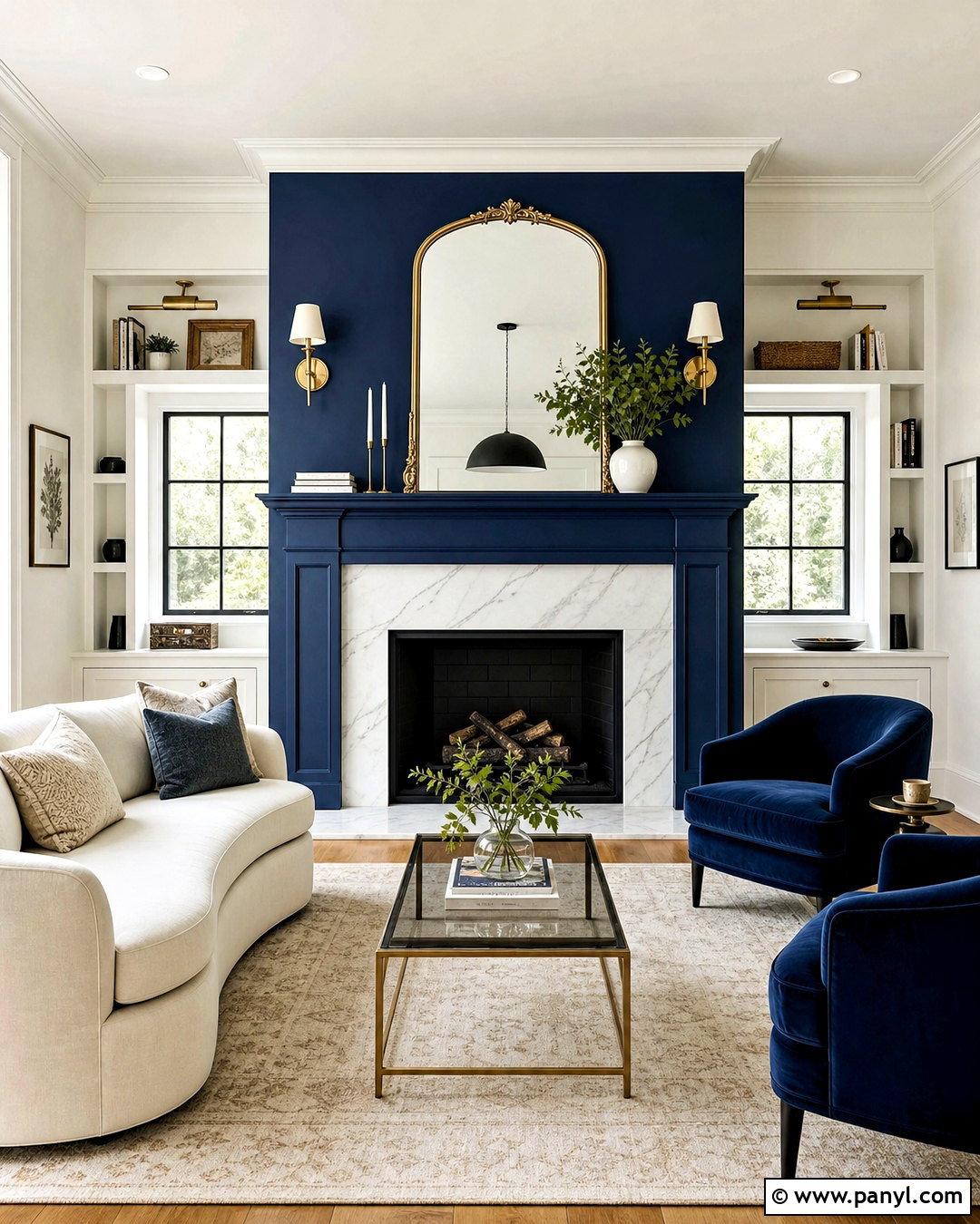 Dark Blue Fireplace With Marble Surround - 20 dark blue fireplace ideas