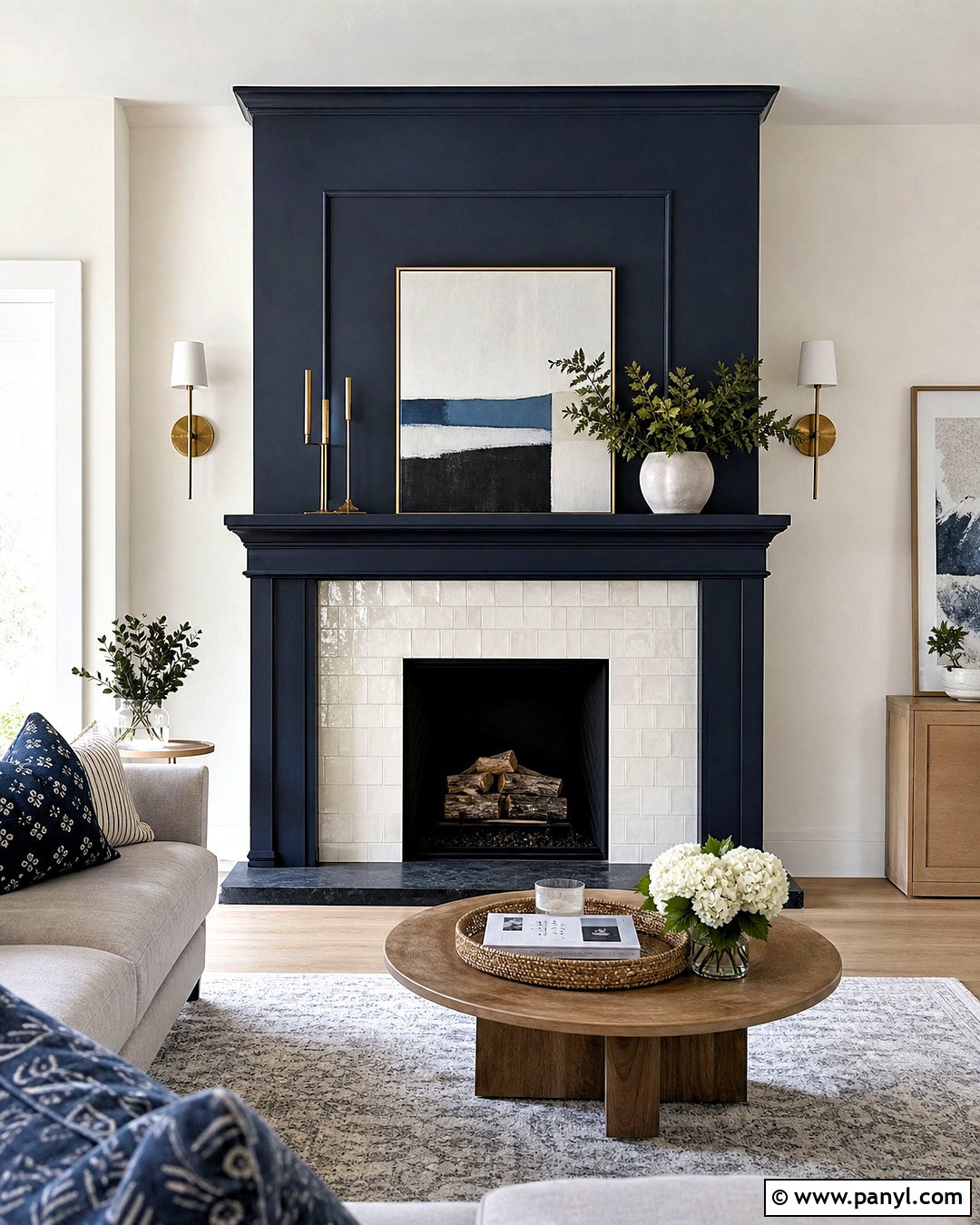 Dark Blue Fireplace With White Tile - 20 dark blue fireplace ideas