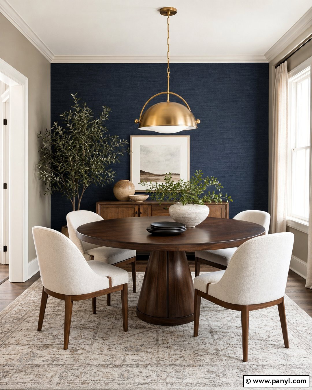 Dark Blue Grasscloth Accent Wall - 35 Dark Blue Accent Wall Ideas