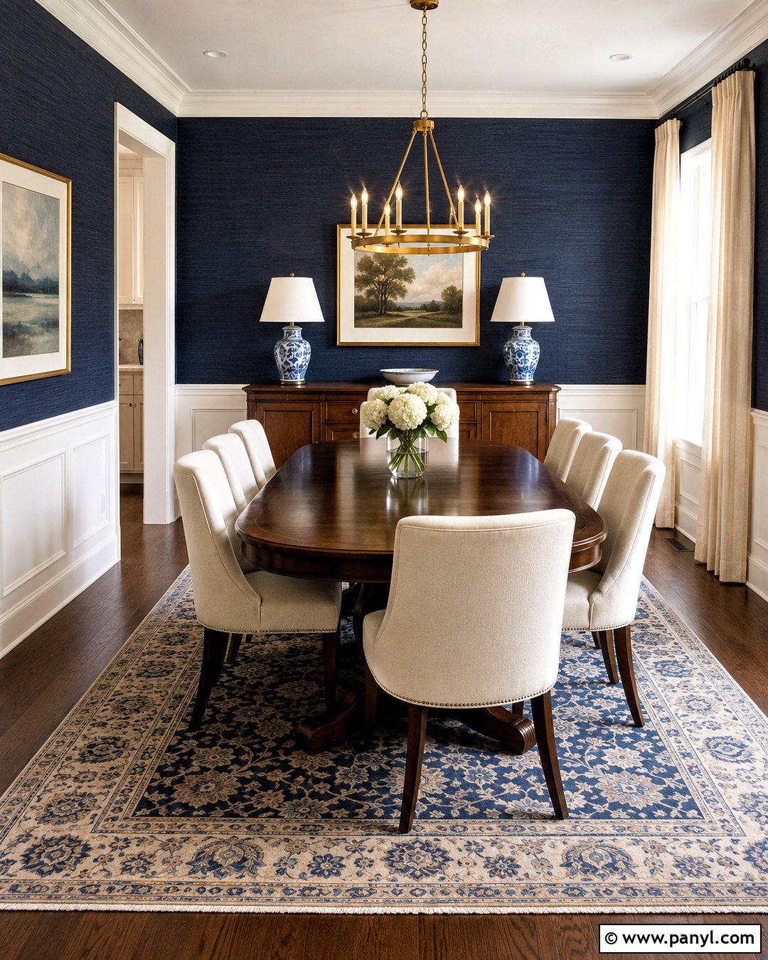 Dark Blue Grasscloth Dining Room Walls - 20 dark blue dining room walls