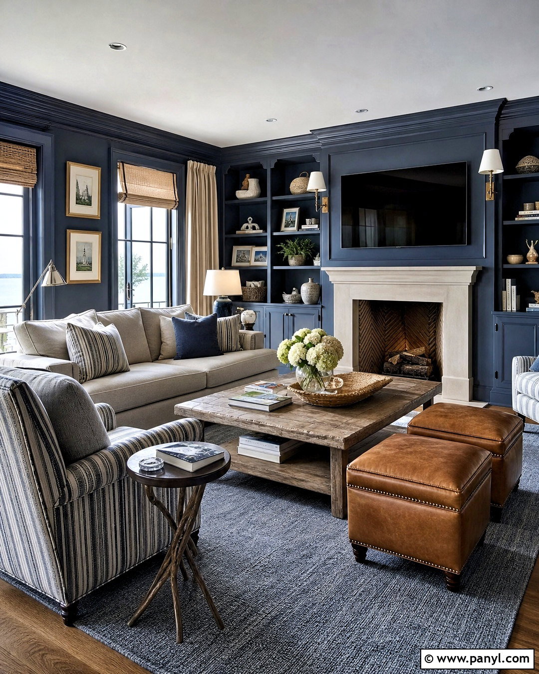 Dark Blue Gray Living Room - 20 dark paint living room ideas