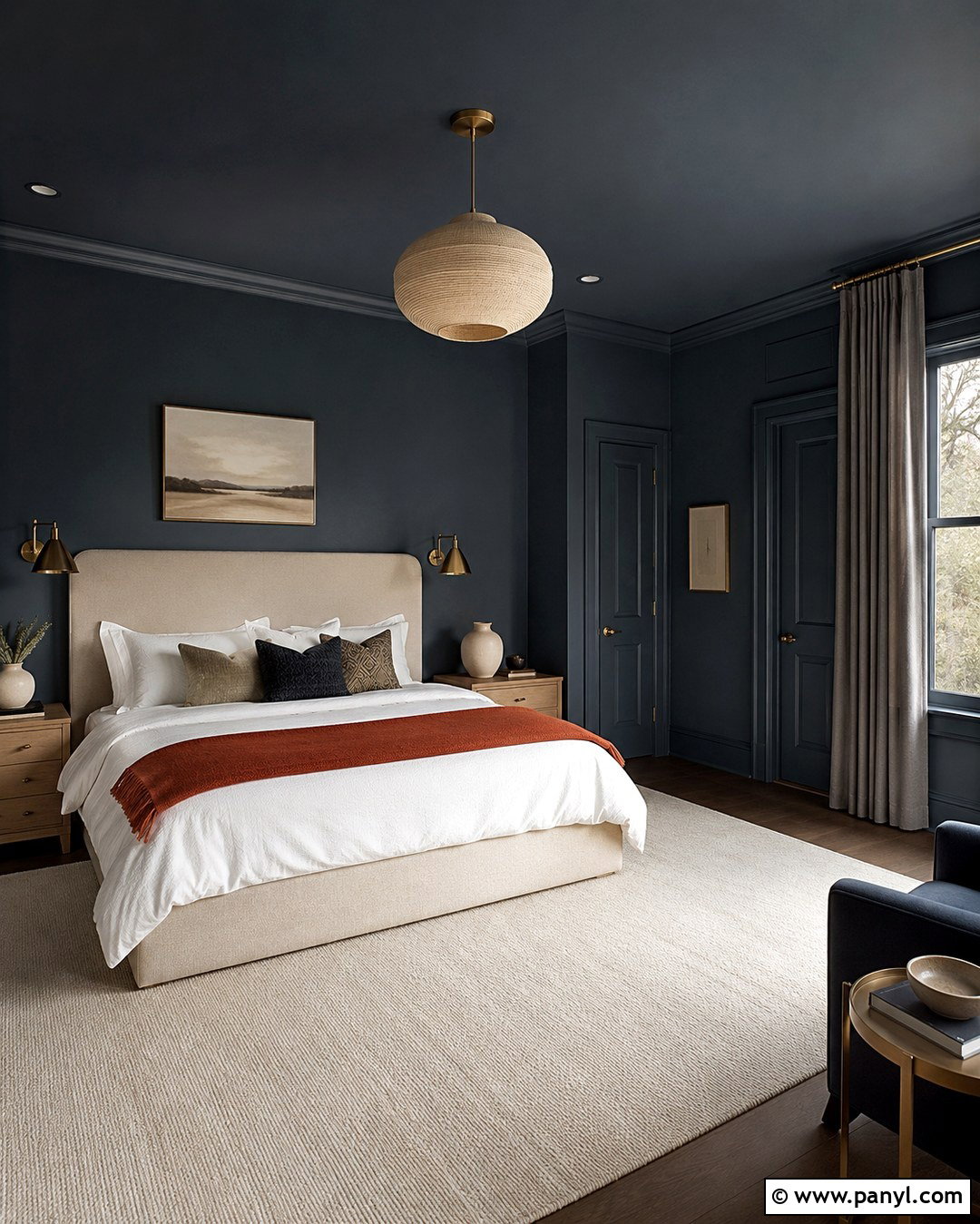 Dark Blue Grey Color Drenched Bedroom - 20 Dark Blue Grey Walls