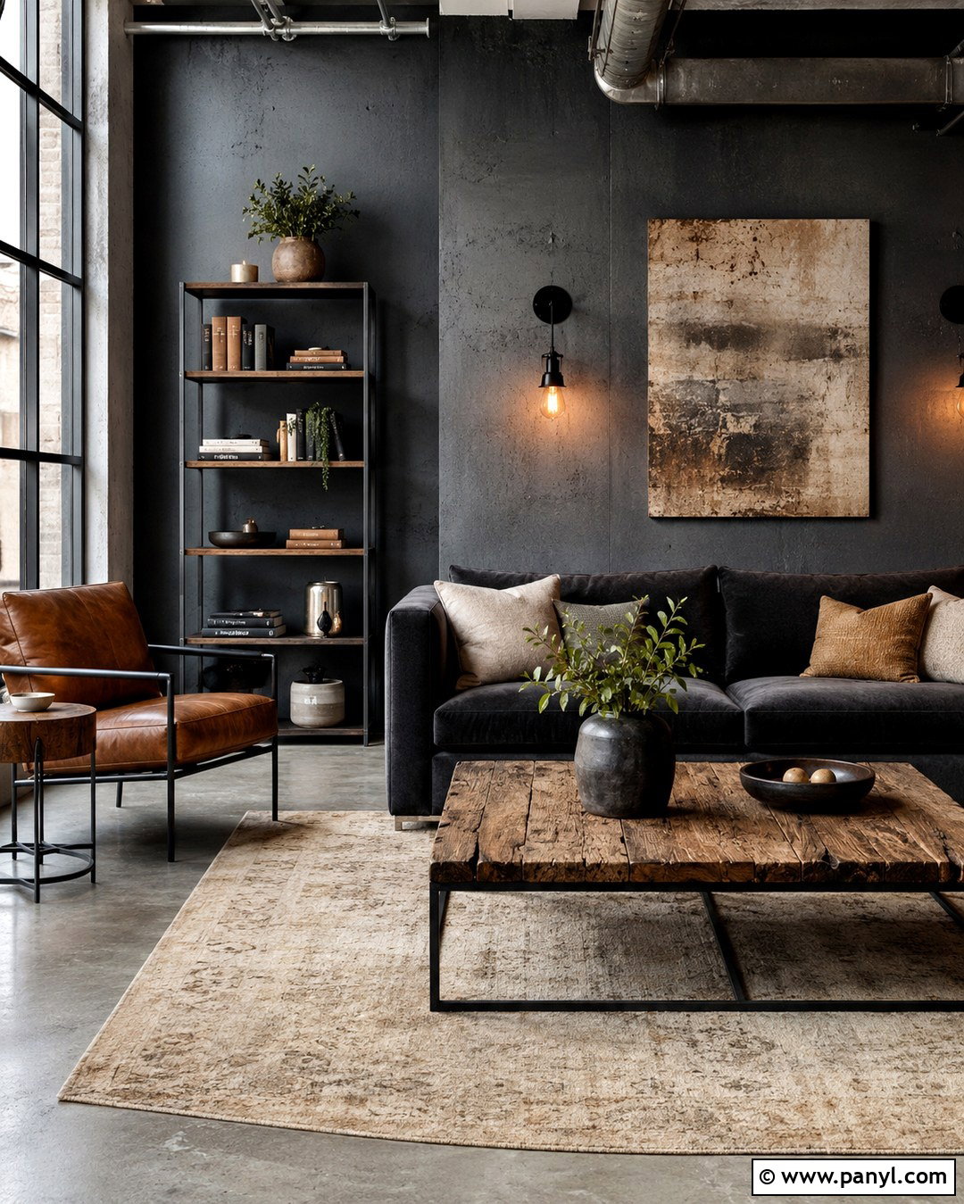 Dark Blue Grey Industrial Living Room Walls - 20 Dark Blue Grey Walls