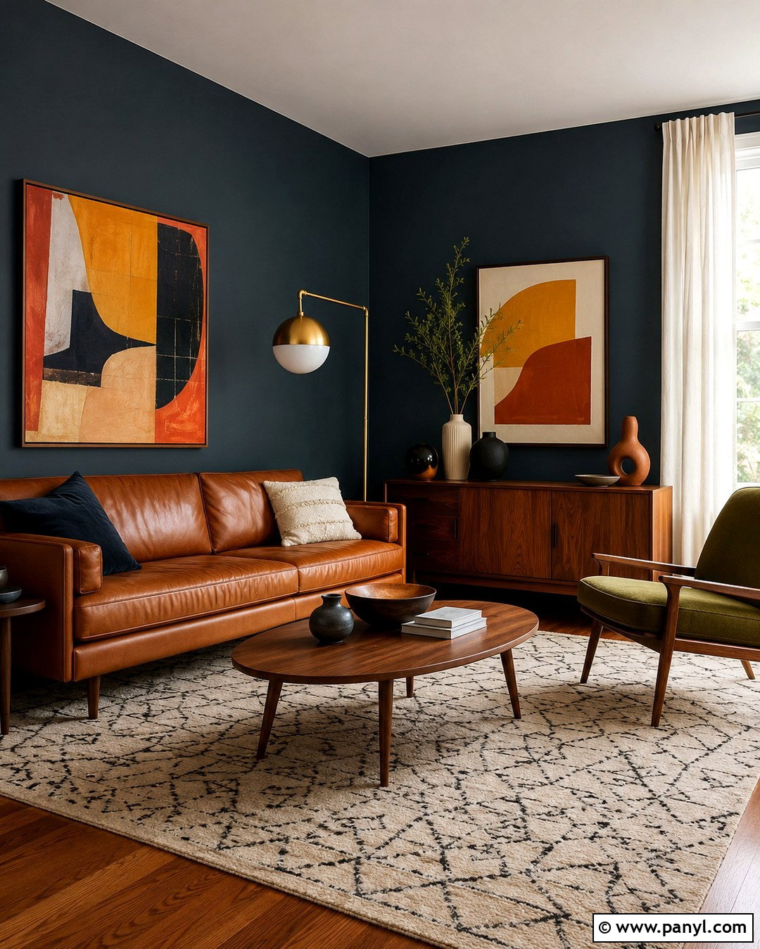 Dark Blue Grey Midcentury Living Room Walls - 20 Dark Blue Grey Walls