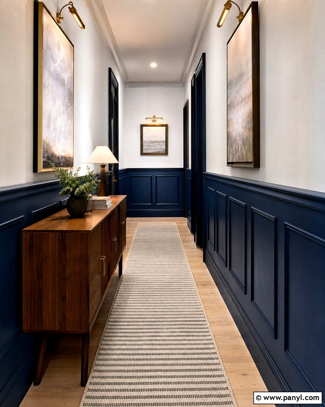 Dark Blue Hallway Wall Paneling - 20 half wall paneling ideas hallways